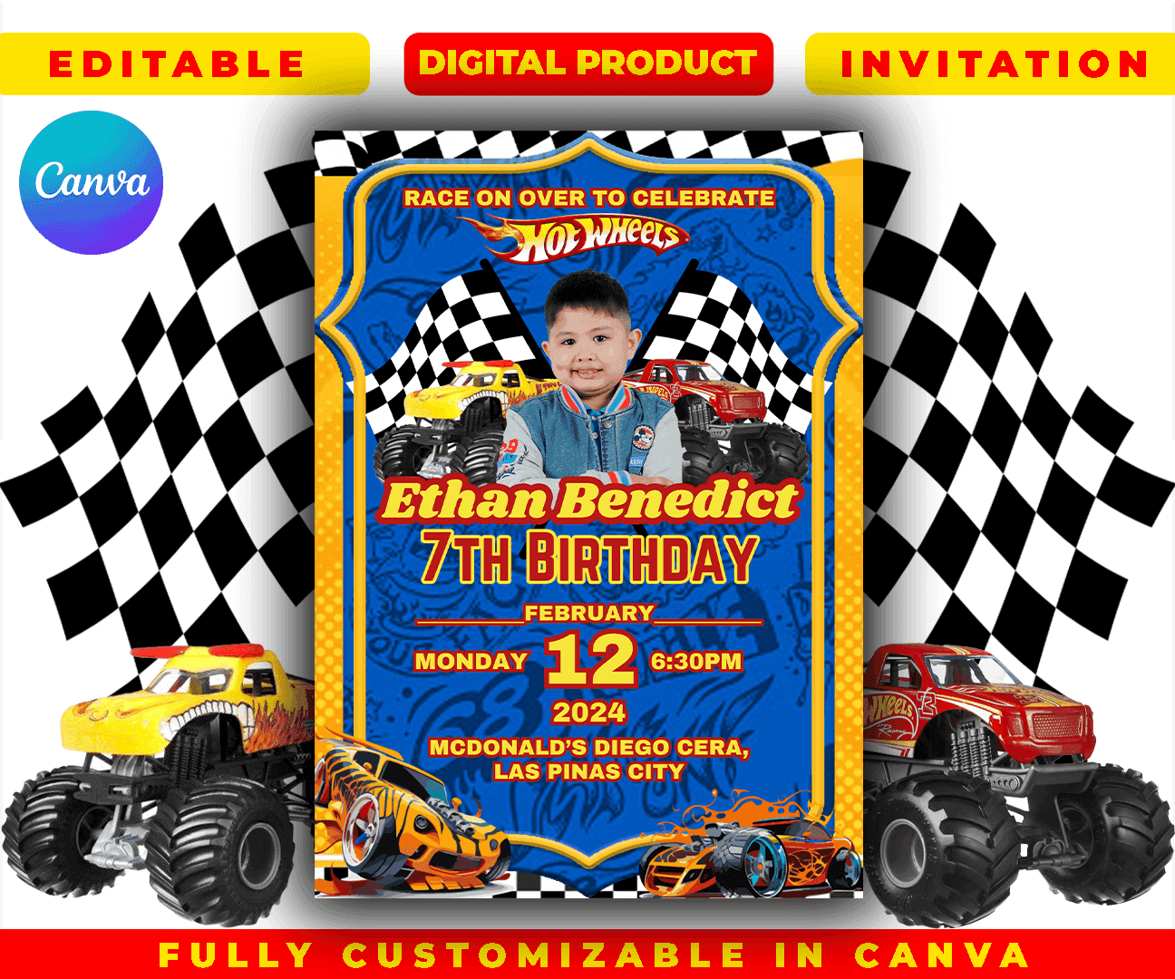 Hot Wheels Birthday Party Invitations Template