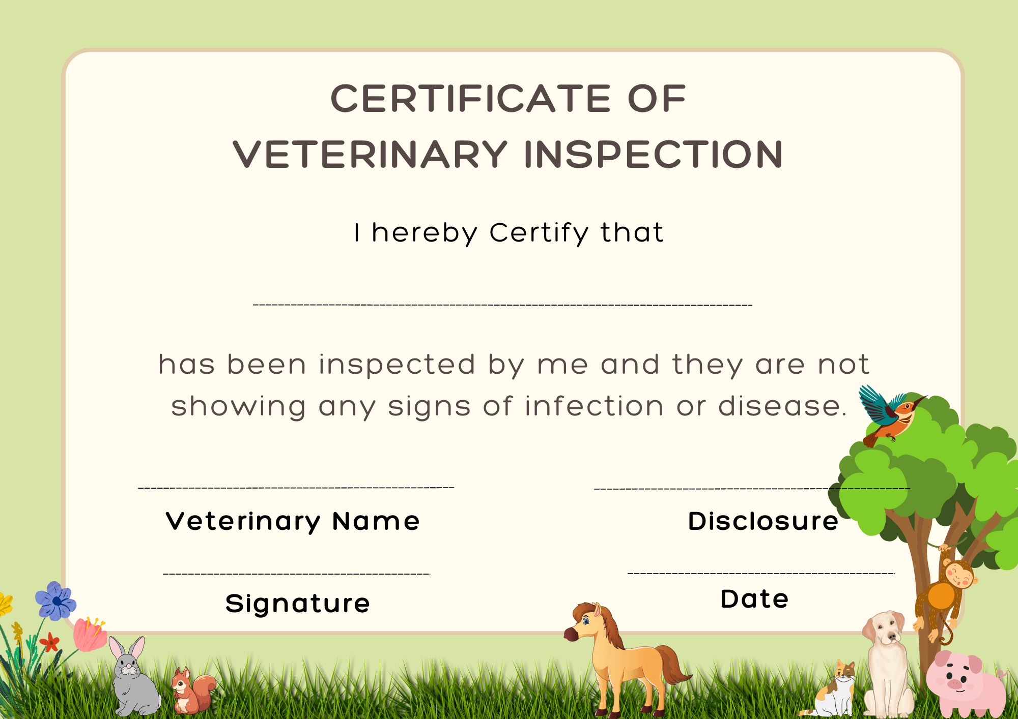 Ocvi Certificate Of Veterinary Inspection