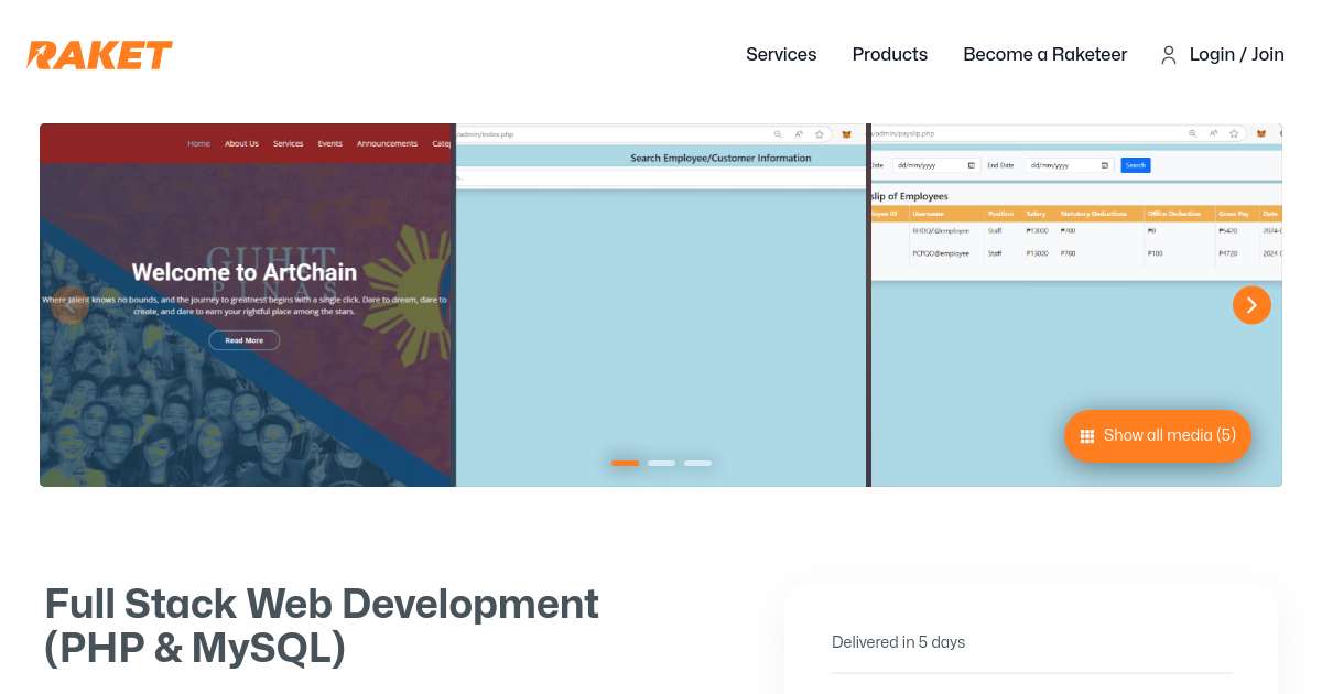Full Stack Web Development (PHP & MySQL) by aizareelmallari000 - Raket.PH
