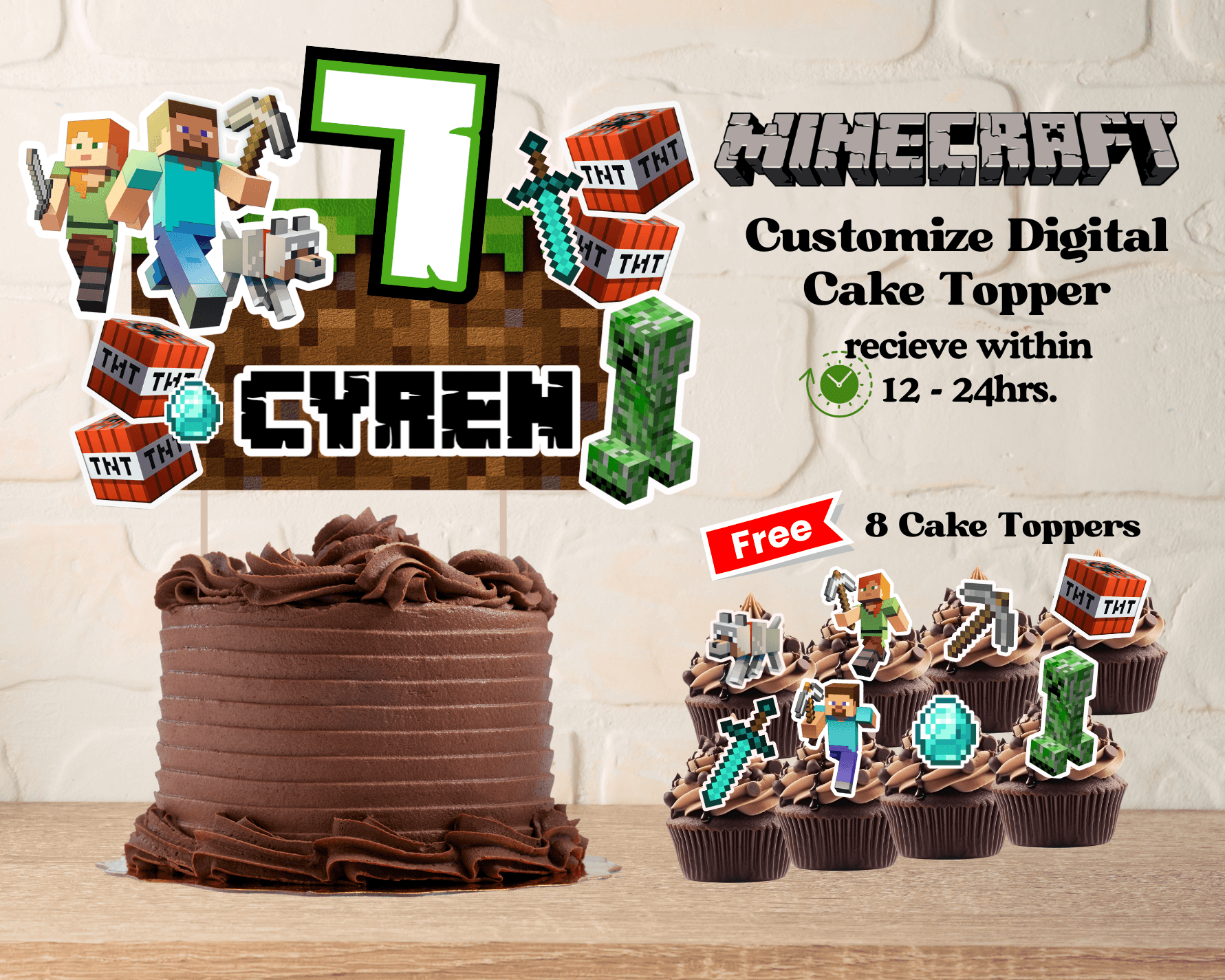 Personalize Minecraft Digital Cake Topper / Printable Cake and cupcake Topper PDF, PNG by momstercraft - Raket.PH personalize-minecraft-digital-cake-topper-printable-cake-and-cupcake-topper-pdf-png-by-momstercraft-raket-ph