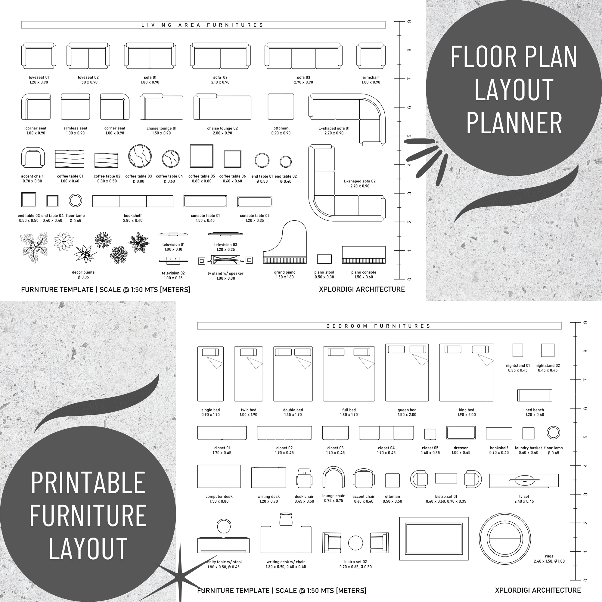 PRINTABLE Furniture Template | Floor Plan Layout Planner [ printable-furniture-template-floor-plan-layout-planner-xplordigi2024-for-p25-off-by-exploredigitalarchitecture-raket-ph