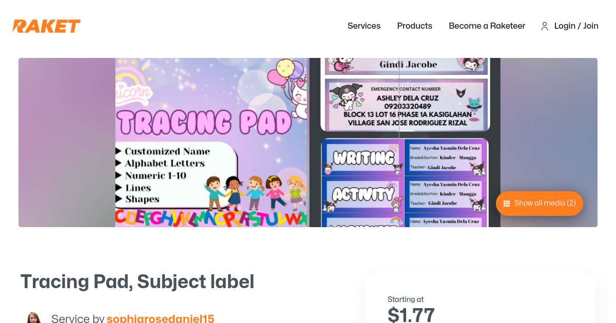 Tracing Pad, Subject label by sophiarosedaniel15 - Raket.PH