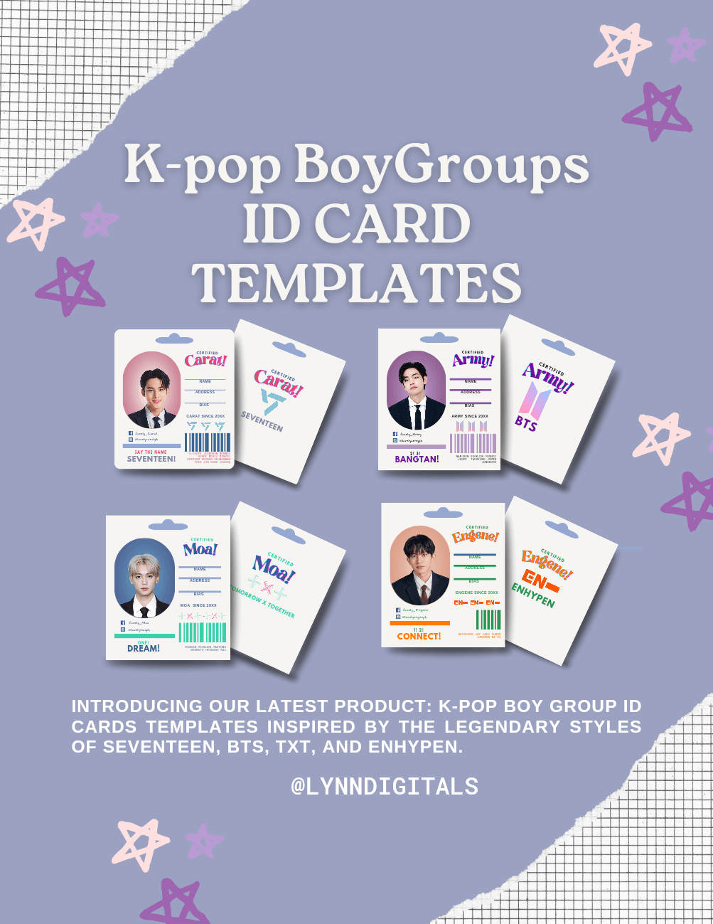 K-pop Boy Groups ID Card Templates / K-pop Fandom ID Cards: BTS