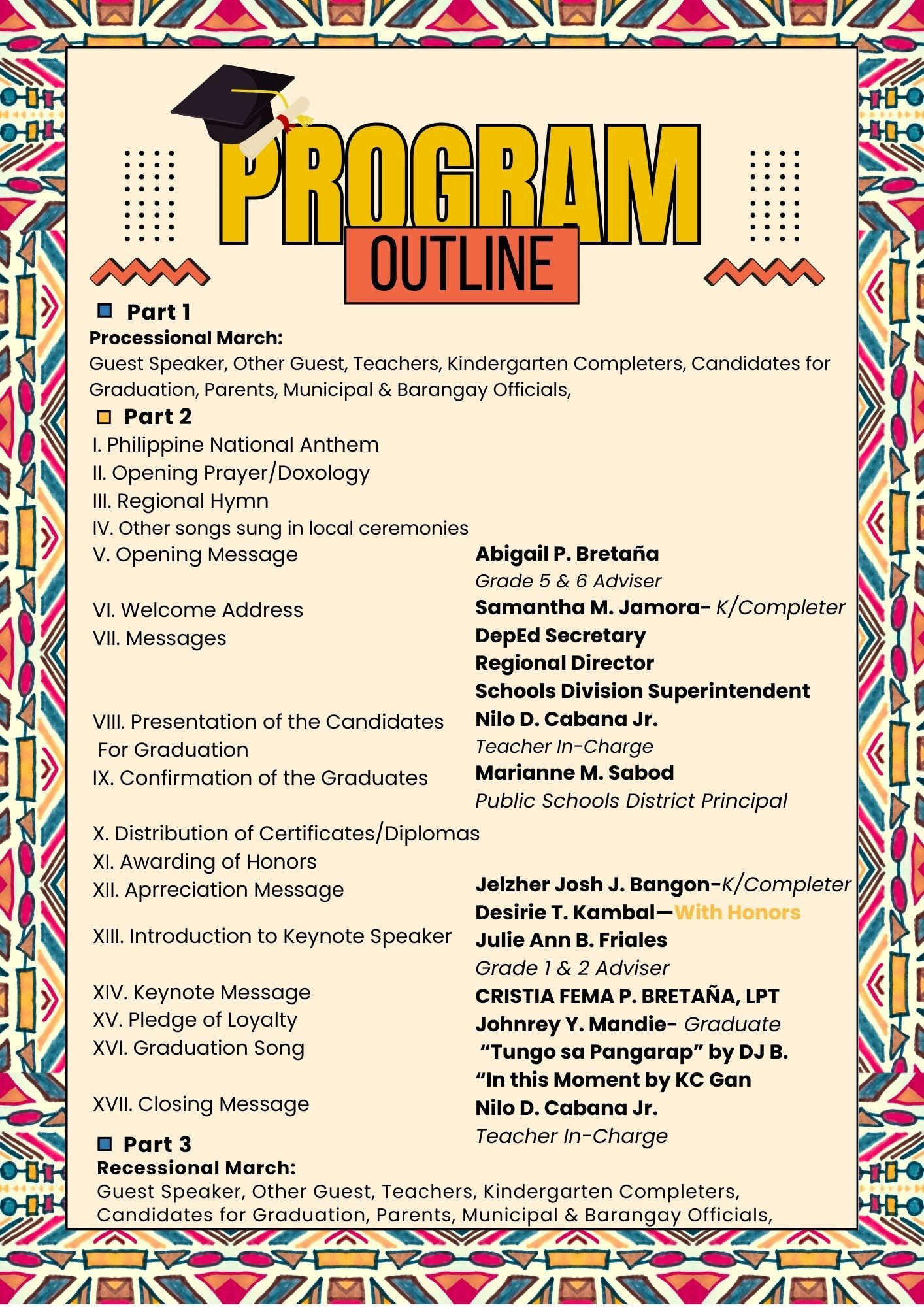 Sample Graduation Program 🎓 GRADUATION PROGRAM TEMPLATE 2025