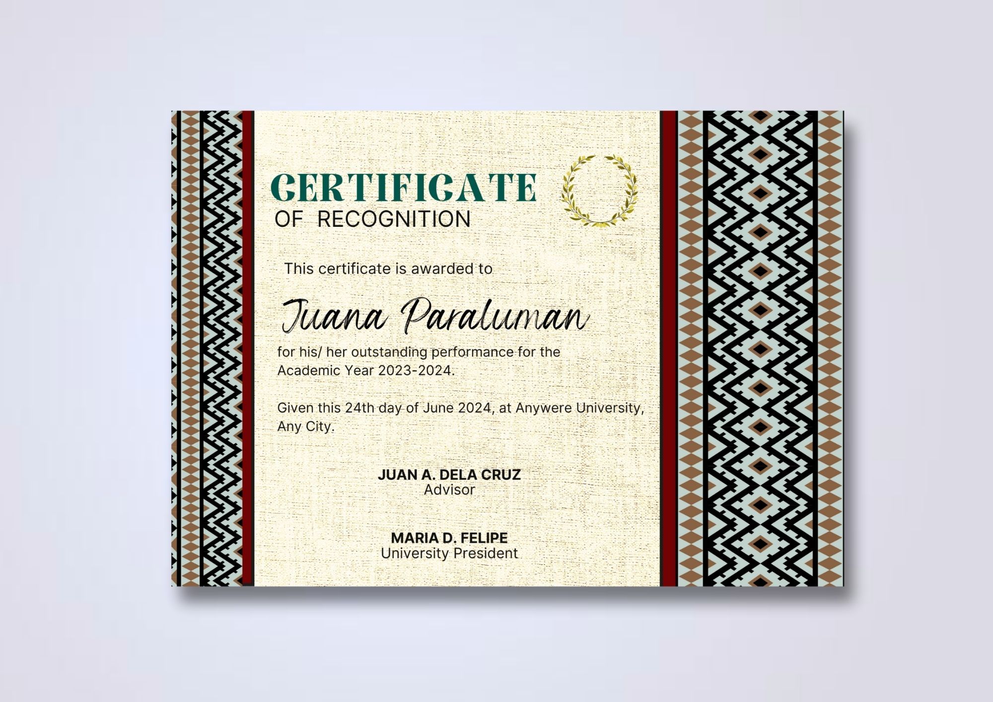 Certificate Of Recognition Background Design Formal And Elegant