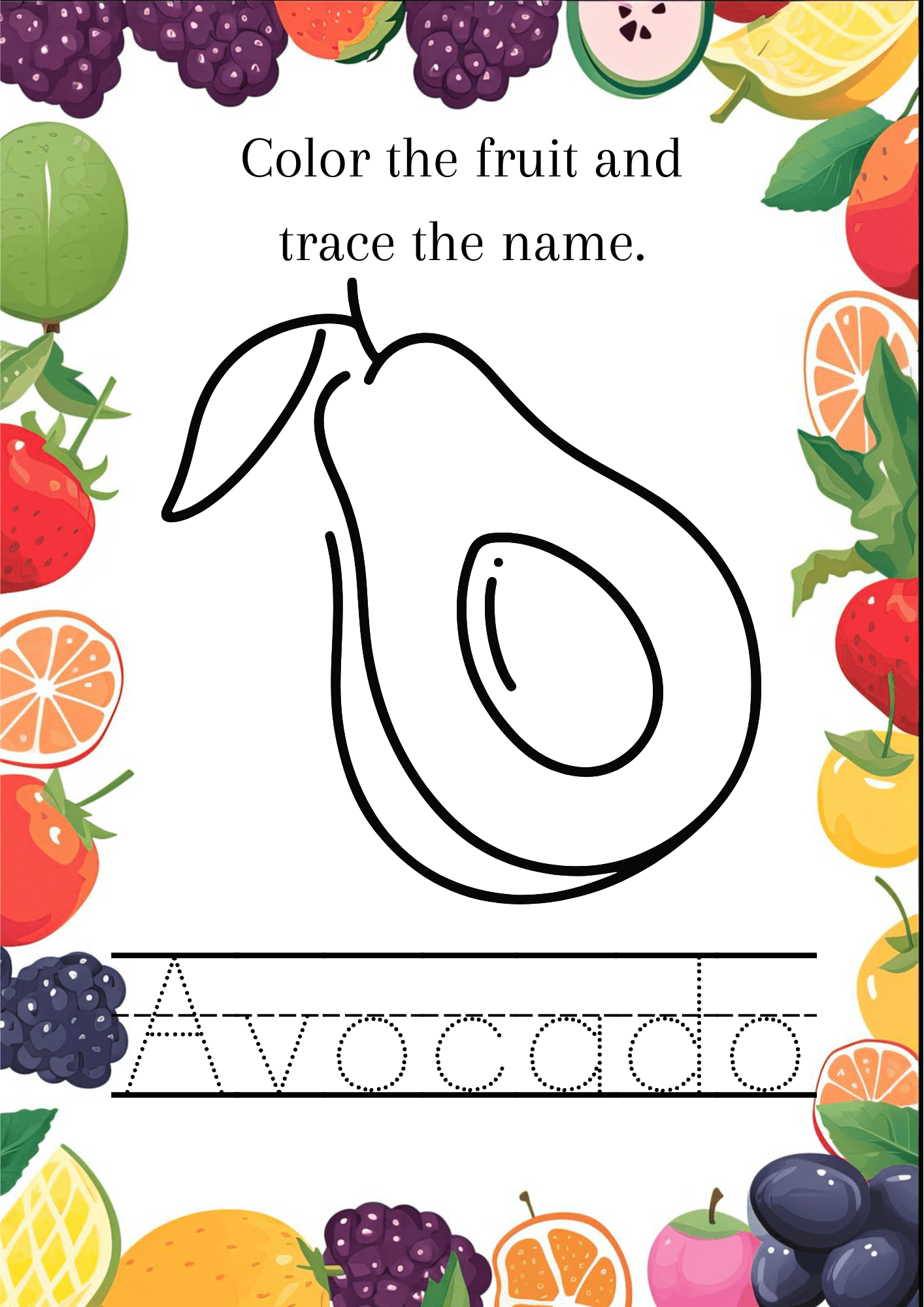Coloring Fruits With Names 
