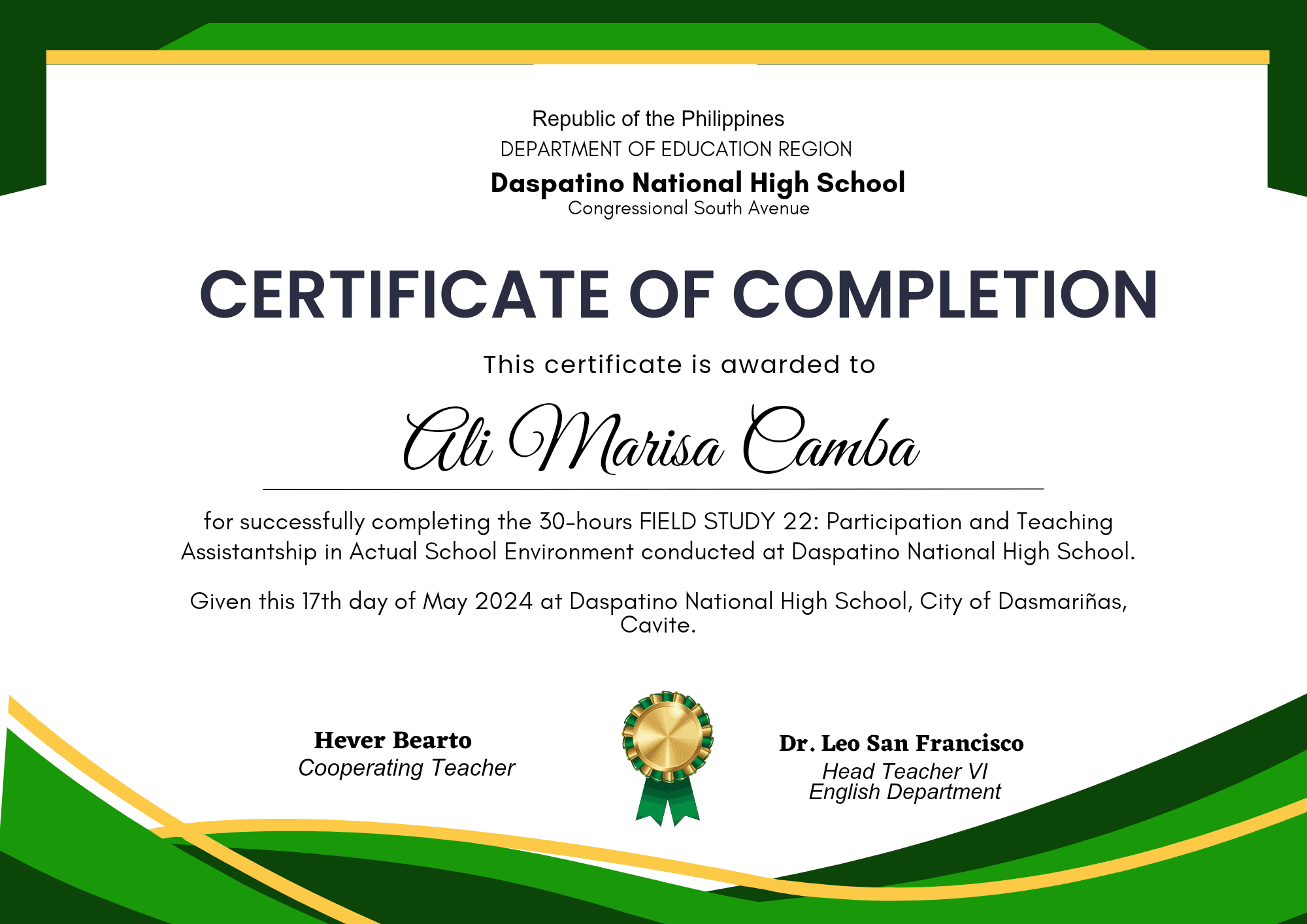 Certcom Template.pdf Certificate Of Ojt Completion Template