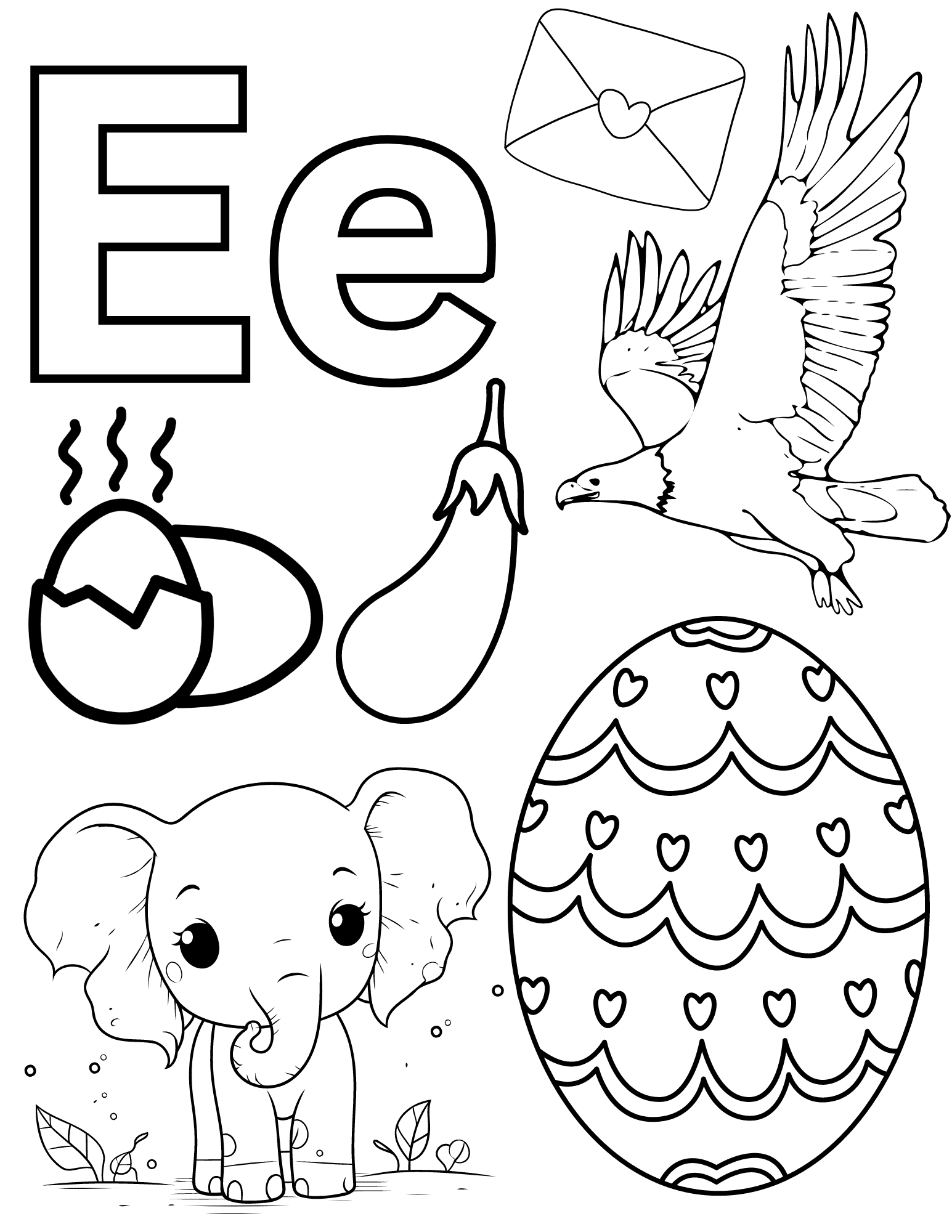 Letter e coloring sheet infoupdate