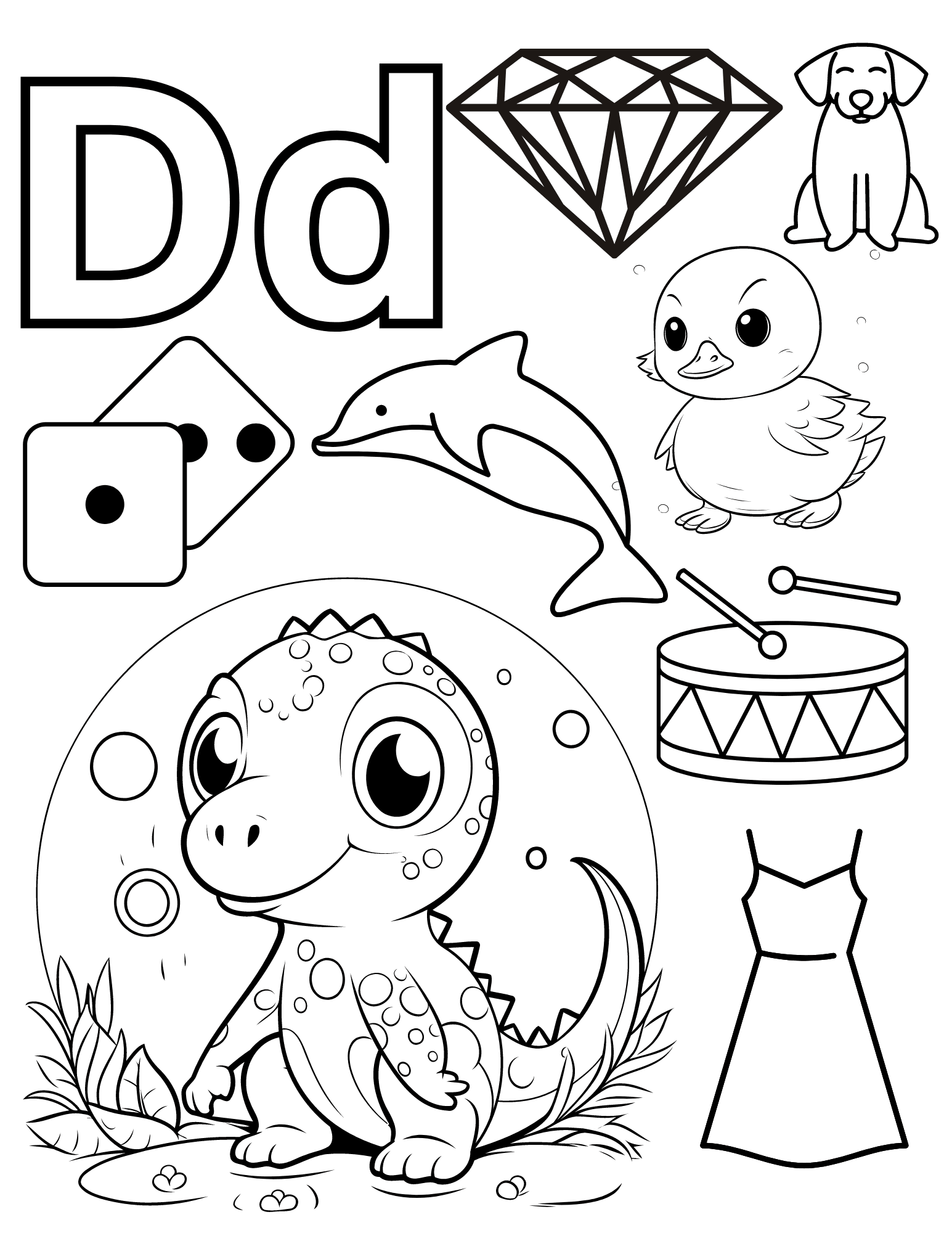 Alphabet D Coloring Pages Letter D Coloring Pages Kids Printables