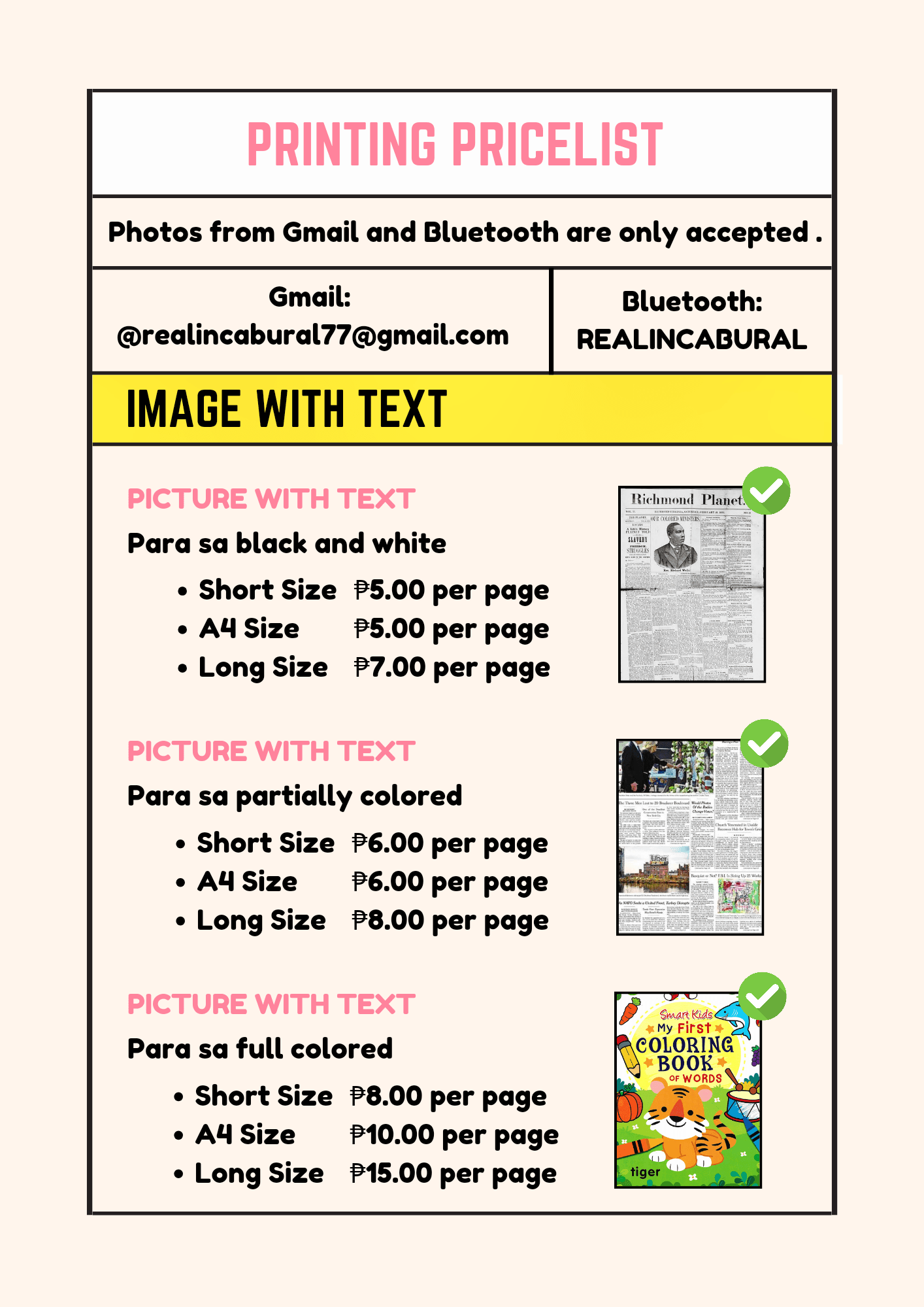 PRINTING BUSINESS PRICELIST by realincabural77 Raket.PH