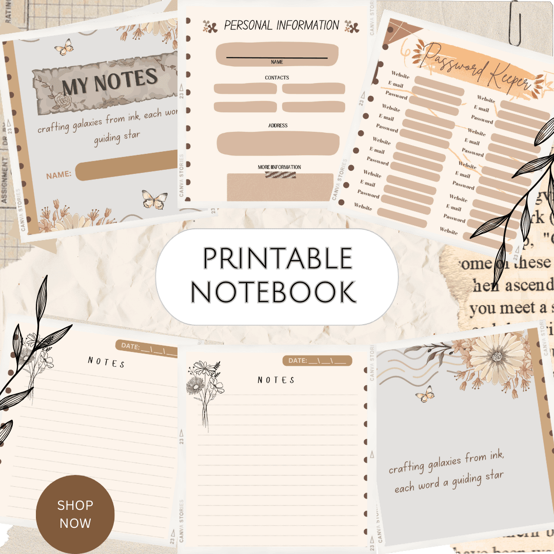 Aesthetic printable notebook by milsdigishop - raket.ph