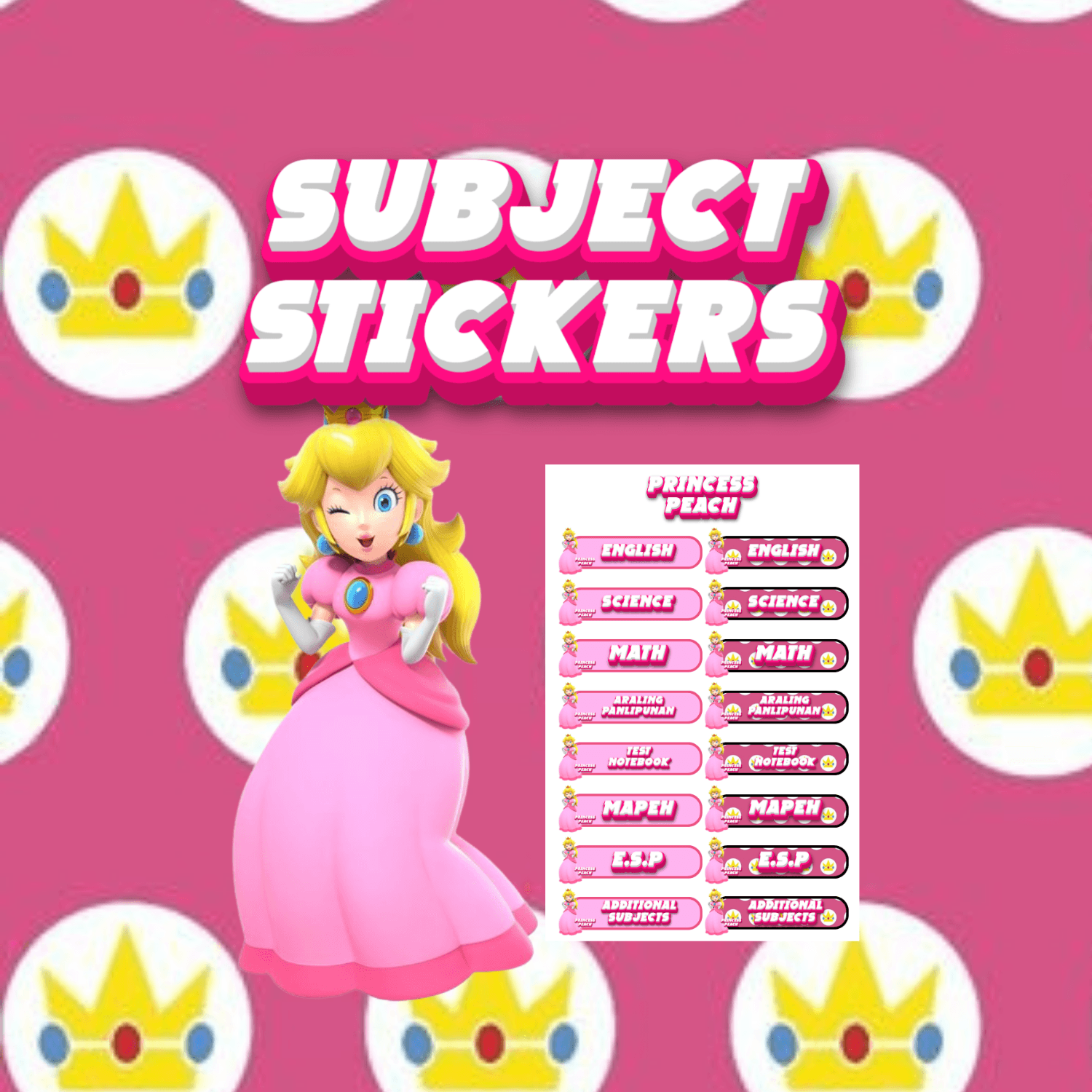 Mario and Princess Peach Subject Sticker Template by  shinjilopezsalvadorcambaog - Raket.PH