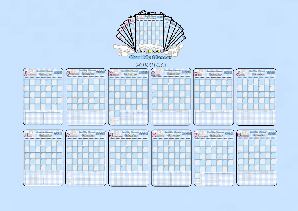 Sanrio's Monthly Planner Calendar 2025 (Cinnamoroll) by sarahnicolegarcia23 - Raket.PH