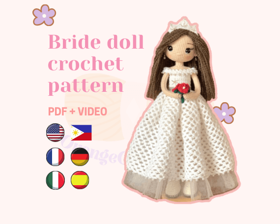white christmas dresses Doll's Crochet Wedding Dress Pattern main image 1
