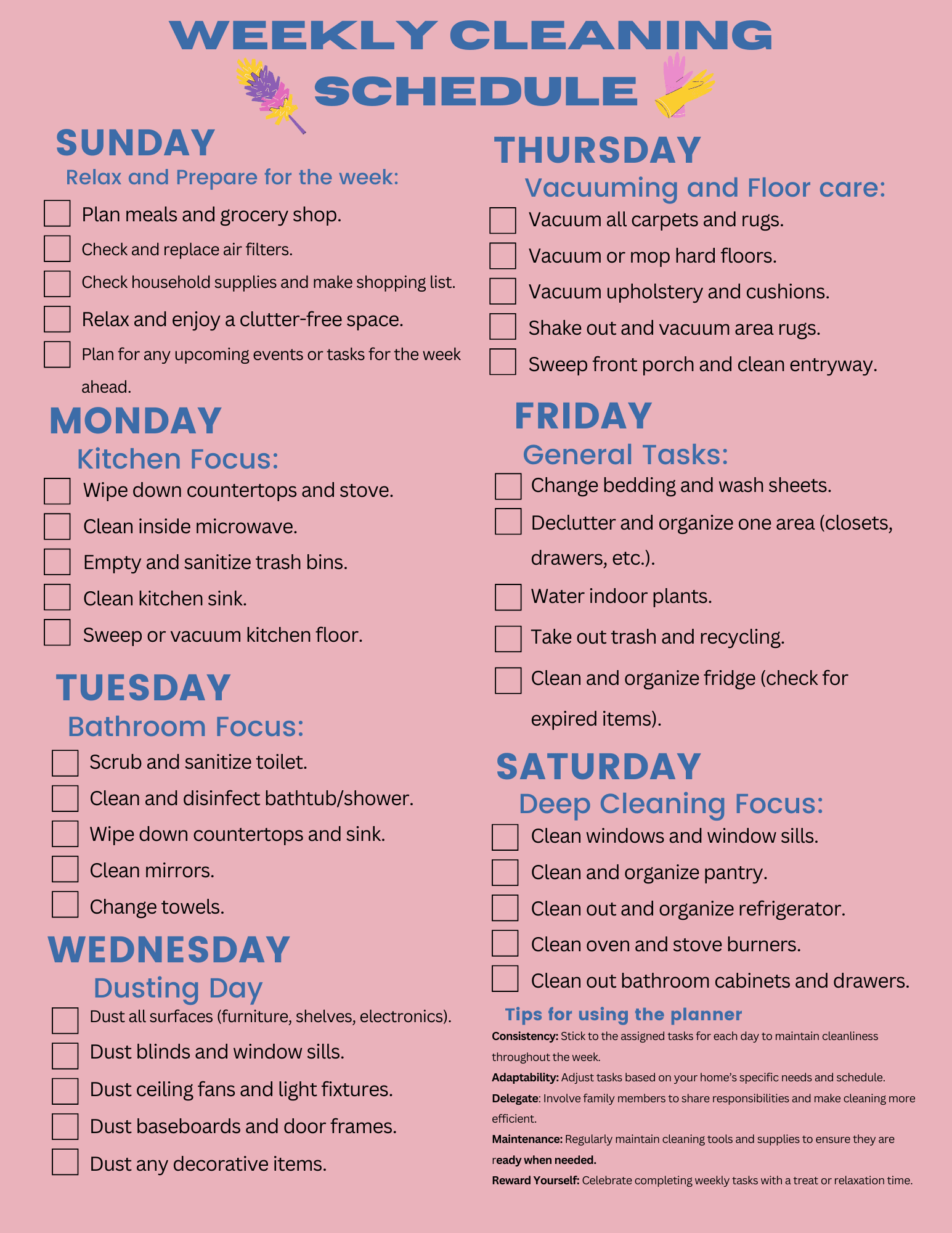 Weekly Kitchen Schedule Weekly Kitchen Cleaning Schedule - Infoupdate.org