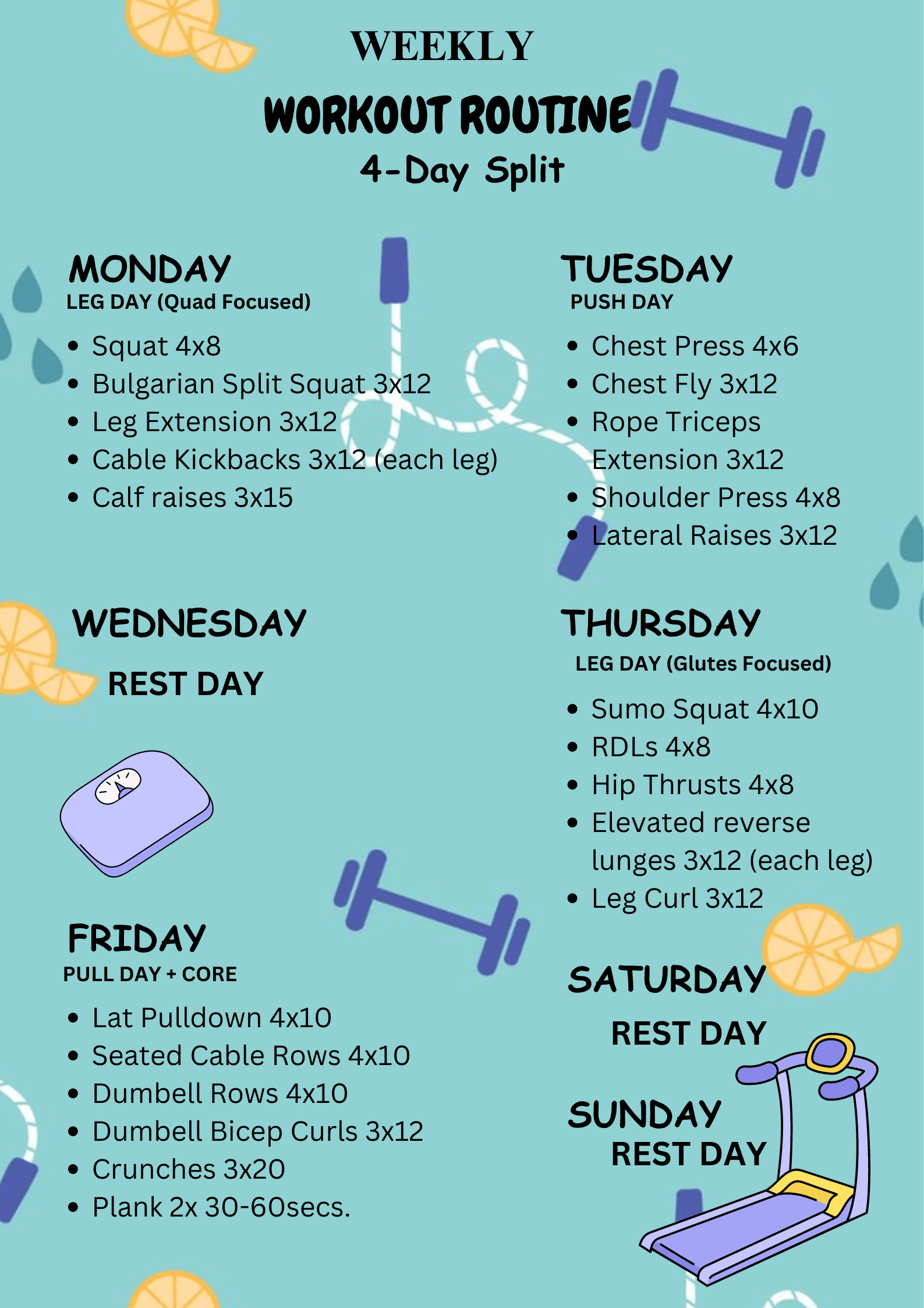 4 Day Gym Routine Printable 4 Week Home Daily Workout Schedule Etsy 4 Day Gym Routine Printable 4 Week Home Daily Workout Schedule Etsy