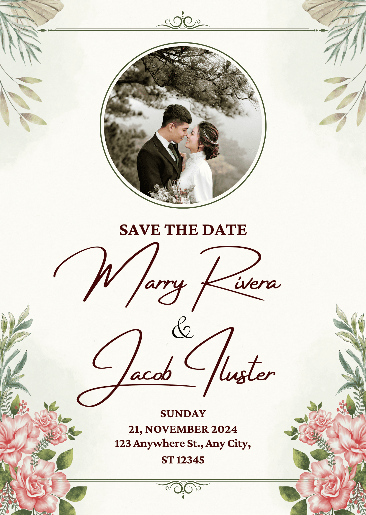 Rosé and Daniel wedding invitation preview