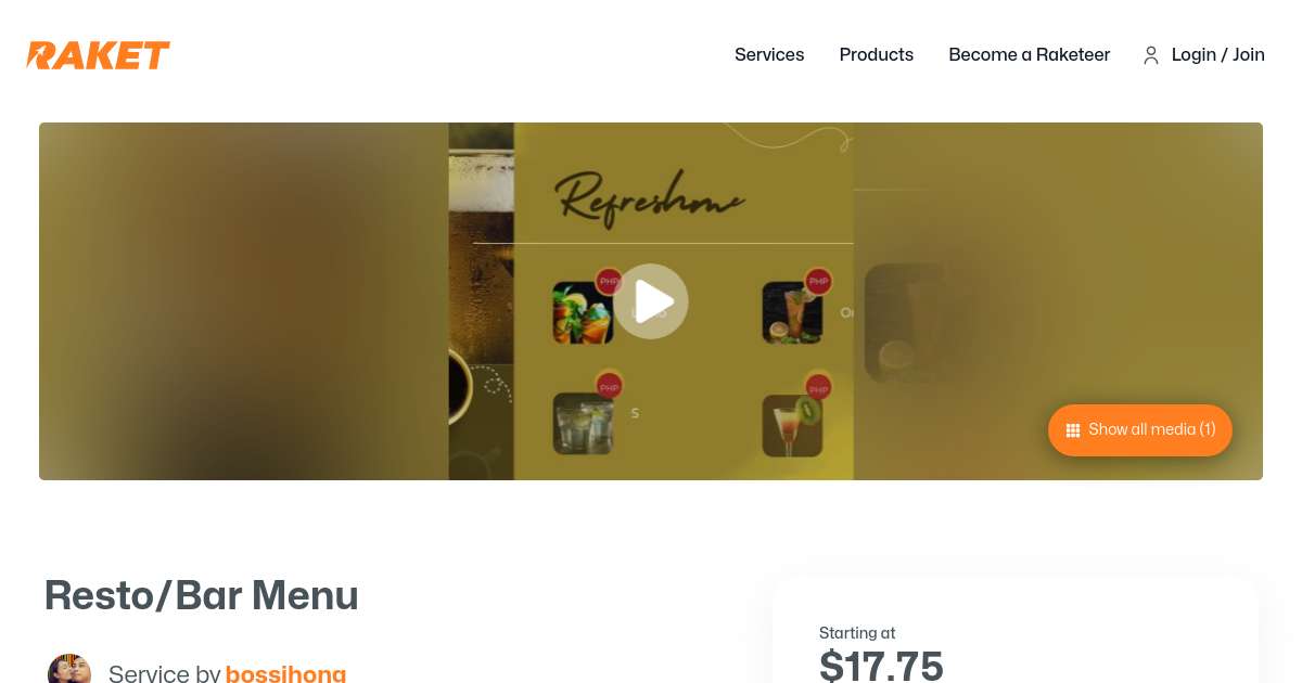 Resto/Bar Menu by bossjhong - Raket.PH