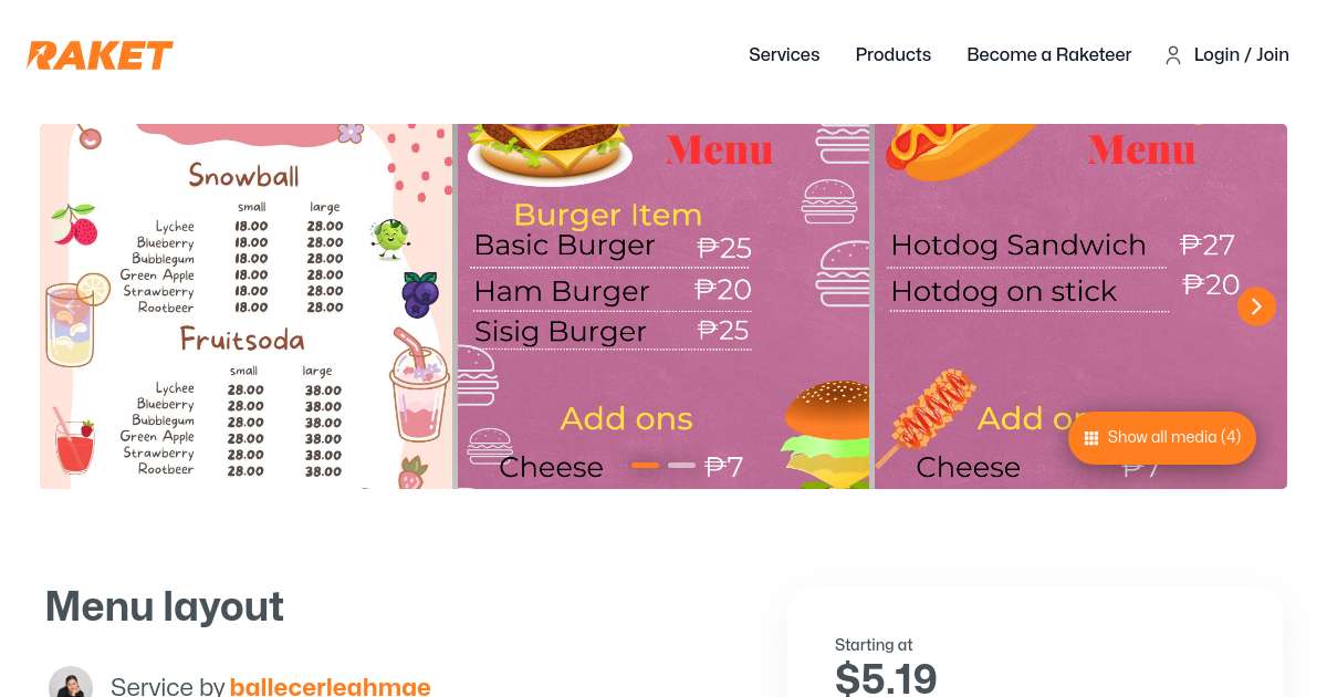 Menu Outlay Menu layout by ballecerleahmae - Raket.PH