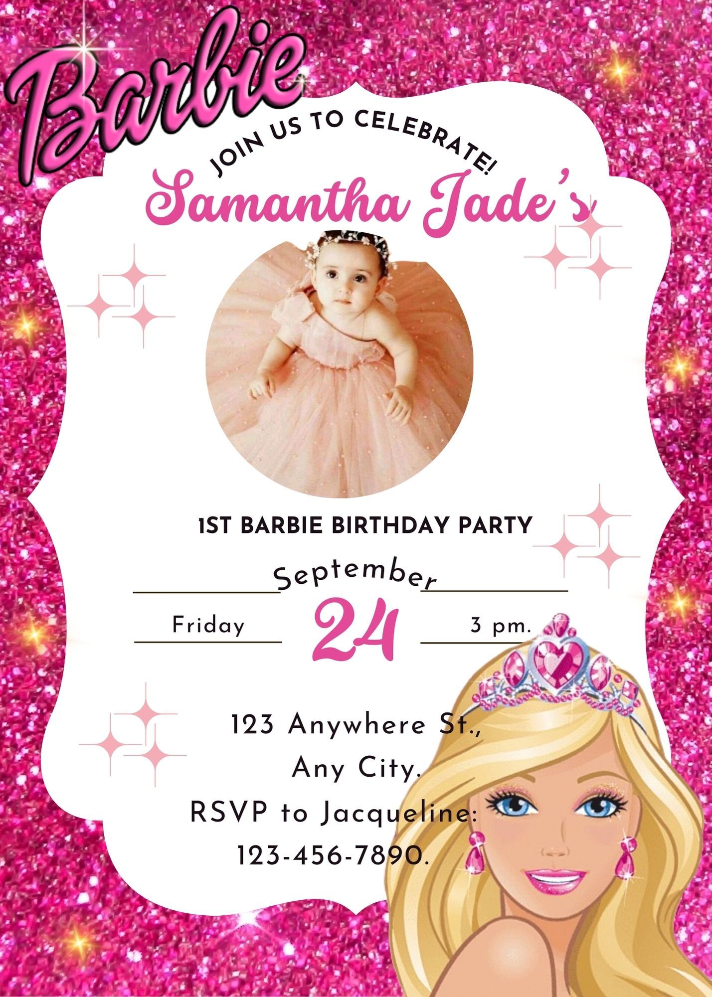 Barbie birthday invitation card sale