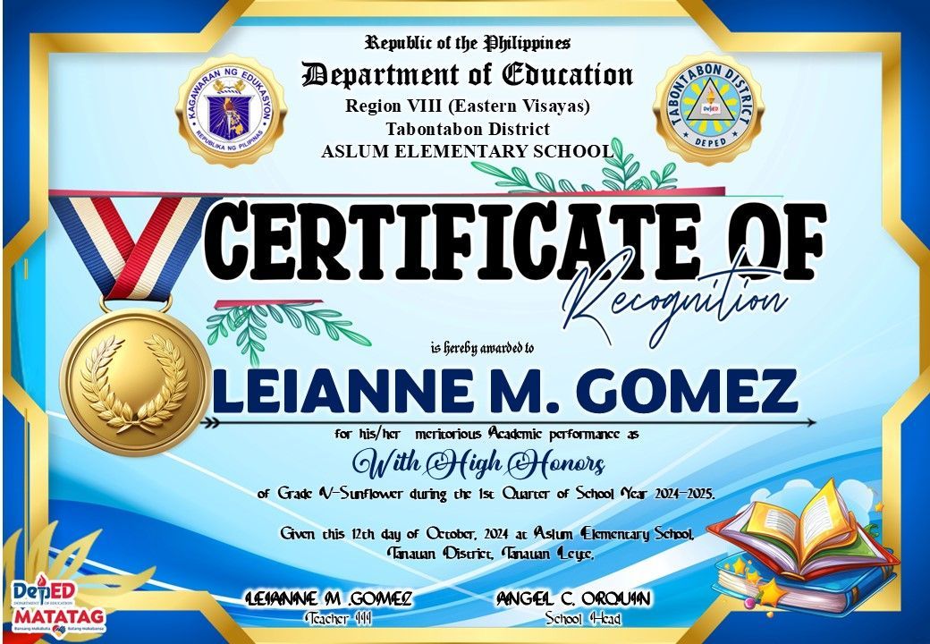 Editable Certificate Template Deped Matatag
