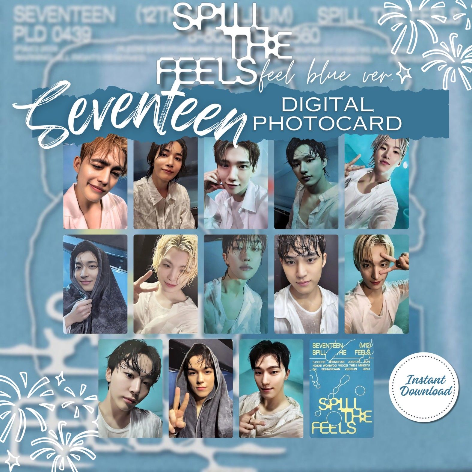 Digital SEVENTEEN Spill The Feels Feel Blue Version Photocards