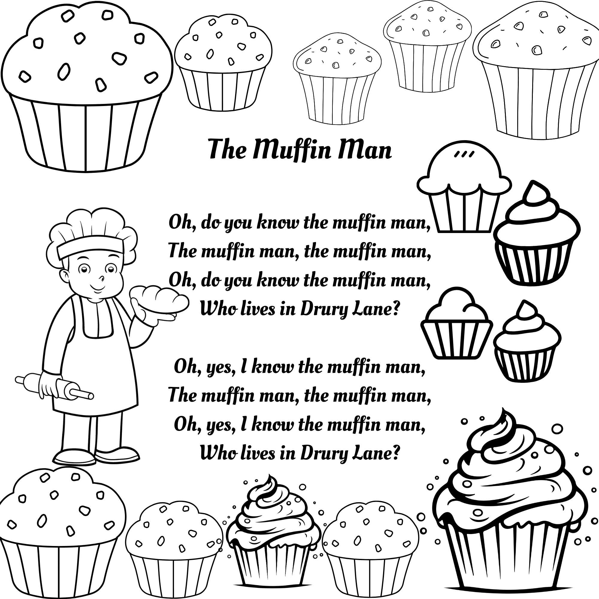 Muffin Man Nursery Rhyme Coloring Pages 2025 
