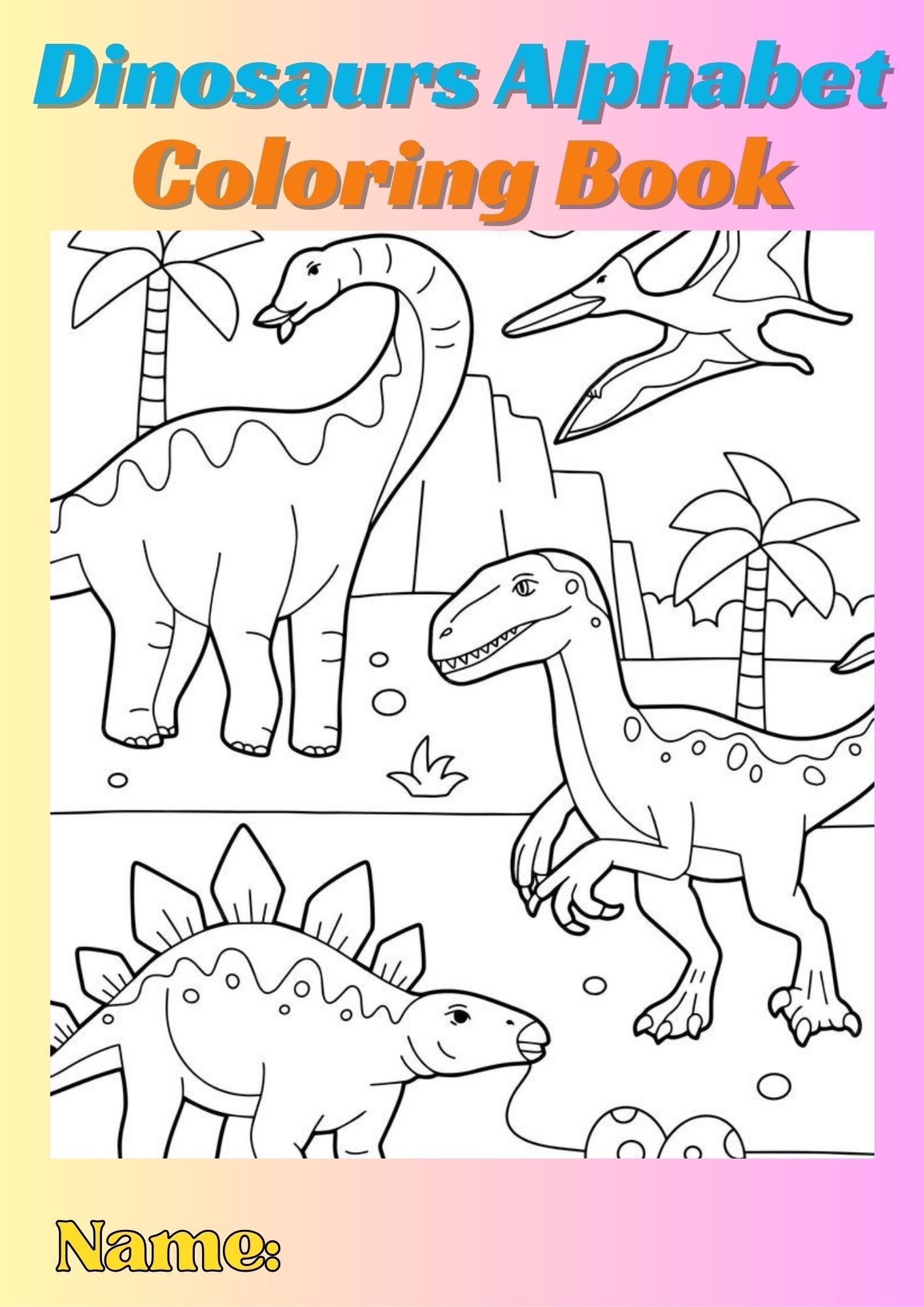 Dinosaur Alphabet Coloring Pages Vector Cartoon Of Cute Dinosaur With