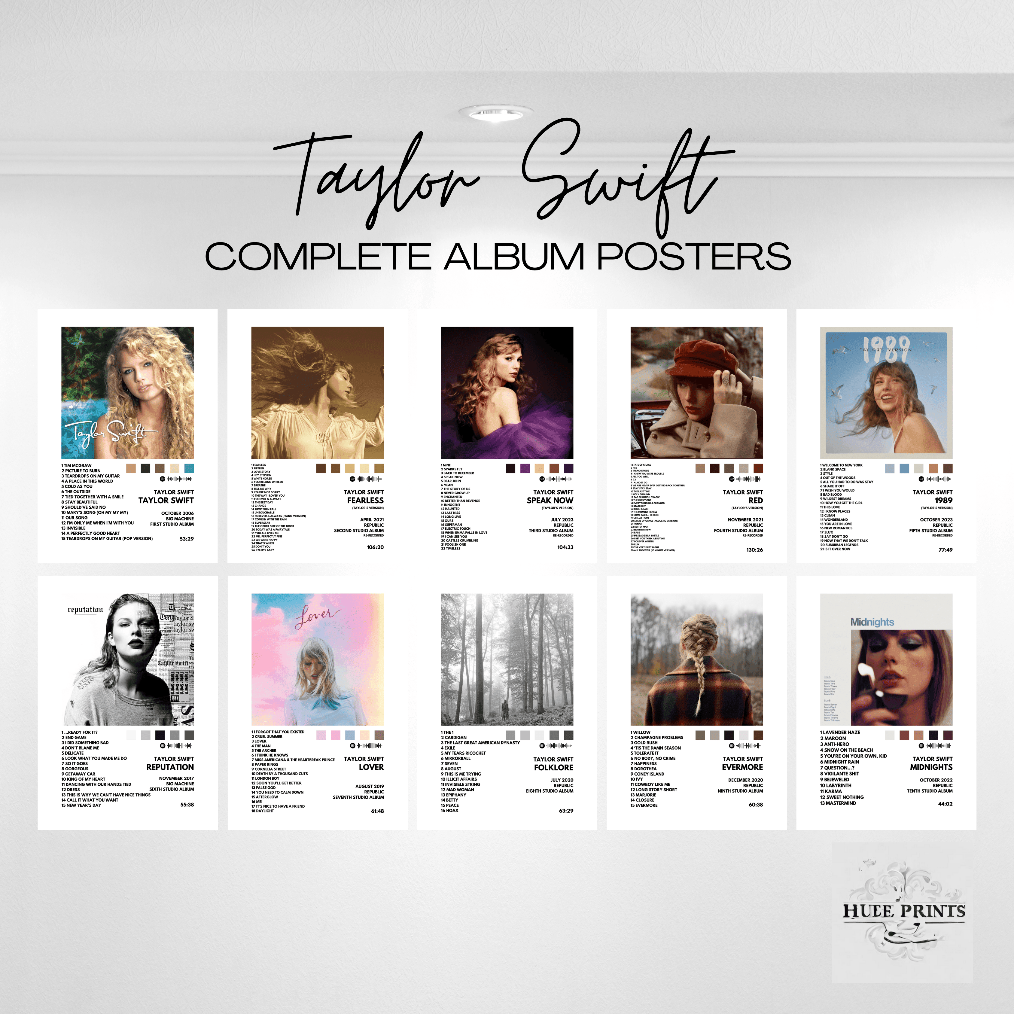 Taylor Swift Album Art Poster Bundle: Set of 10 | Printable Wall