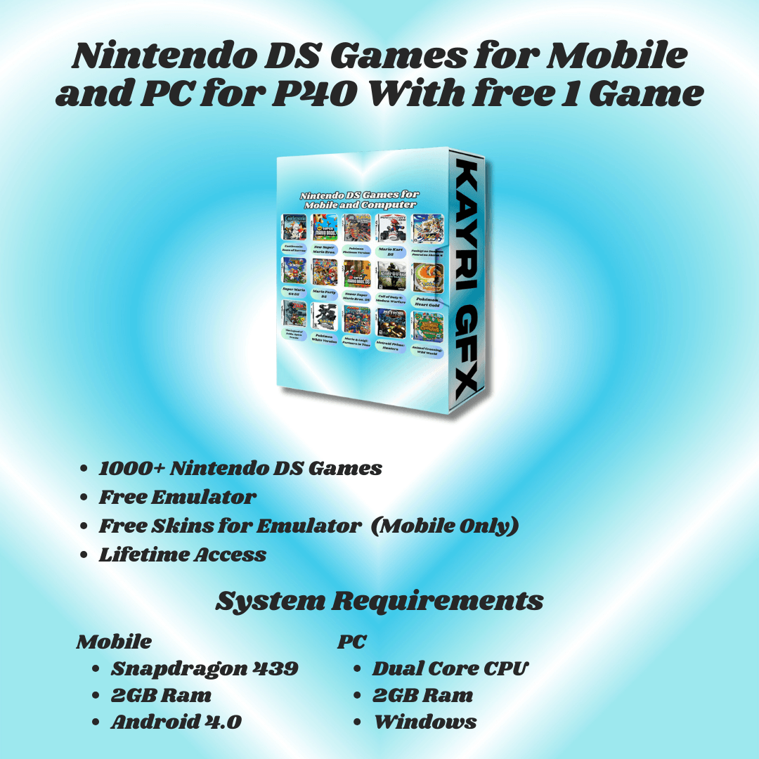 Nintendo DS Games for Mobile and PC for P40 With free 1 Game by  kenncastorpao - Raket.PH