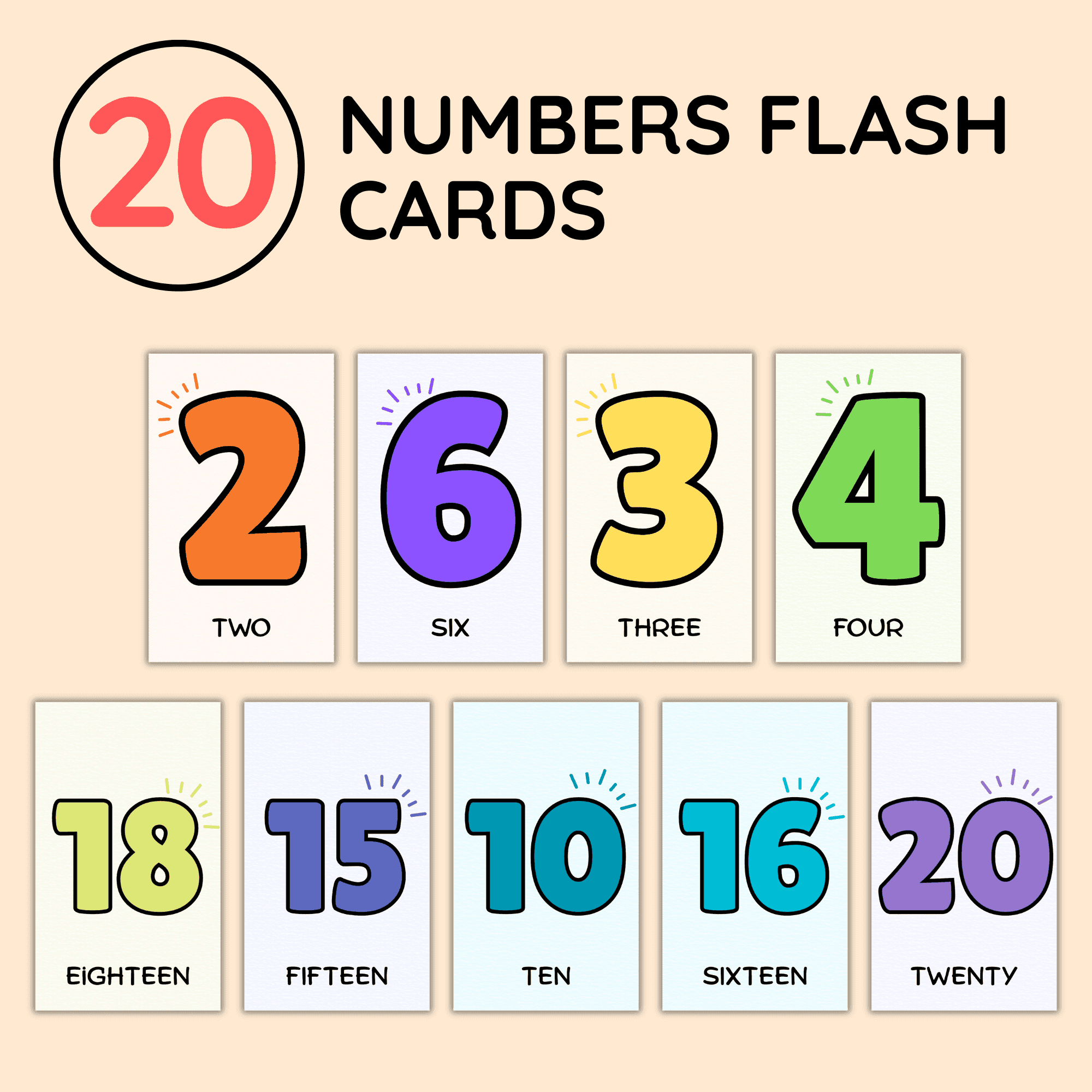 Printable Number Flash Cards 10 20 Number Flashcards ESL Worksheet