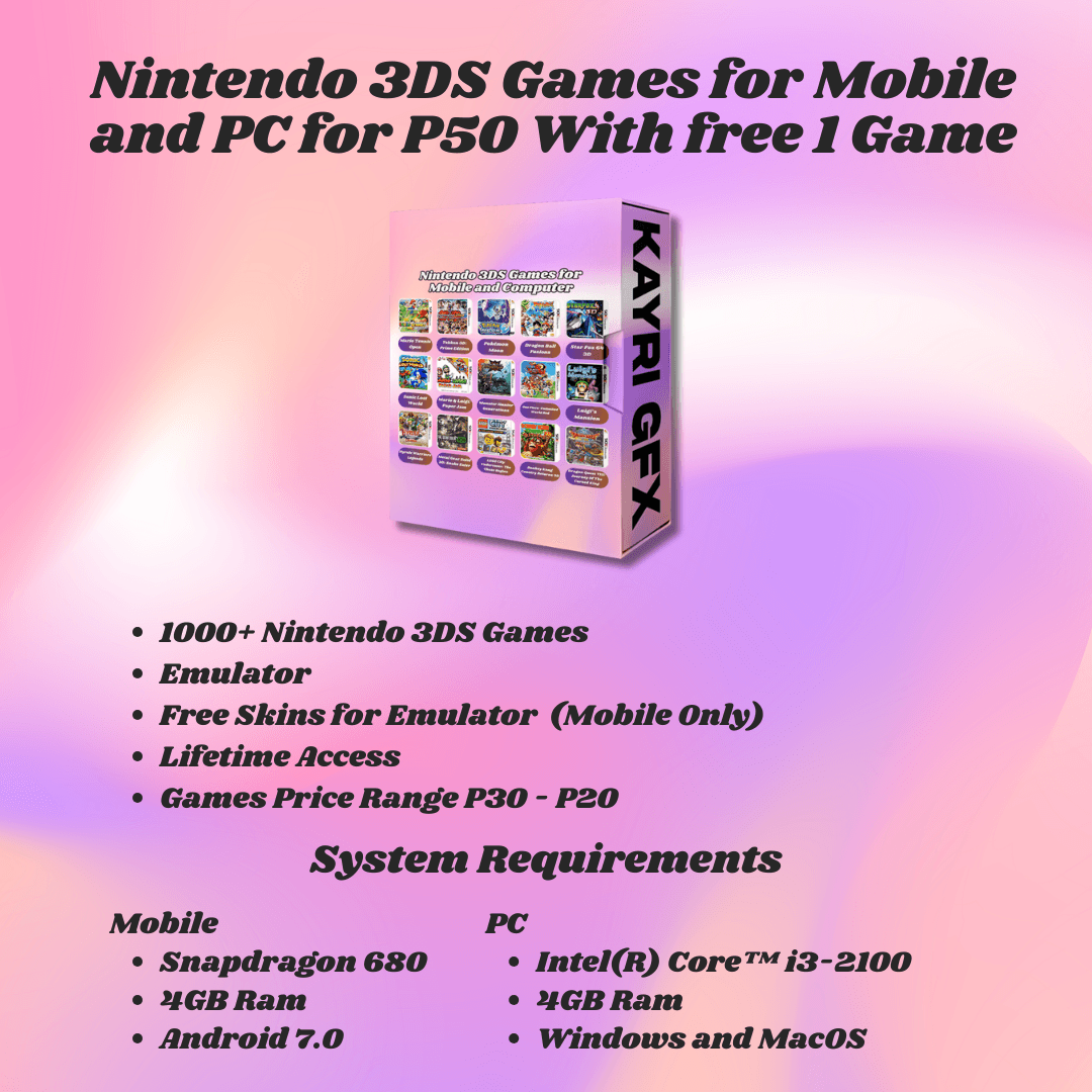 Nintendo 3DS Games for Mobile and PC for P50 With free 1 Game by  kenncastorpao - Raket.PH