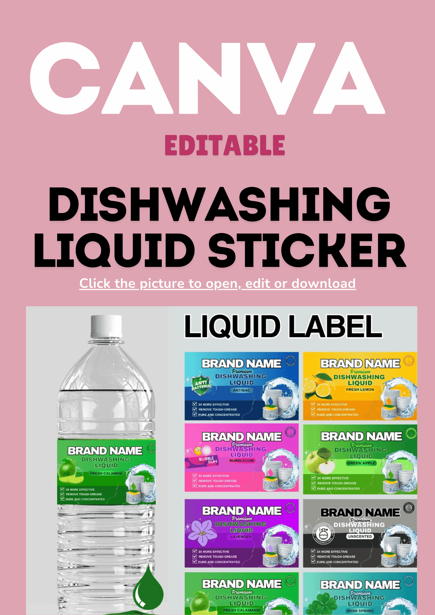 Dishwashing Liquid Label Template I Editable Templates in Canva  (unli-resell) by artdesignbyenna - Raket.PH