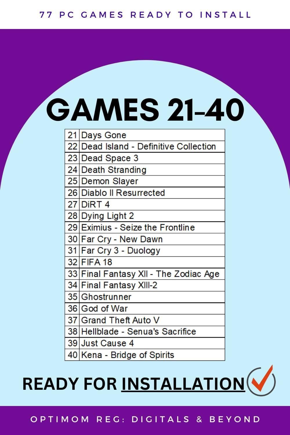 77 PC GAMES WITH DIRECT FILES READY FOR INSTALLATION & WITH MRR by  optimomregdigitals - Raket.PH