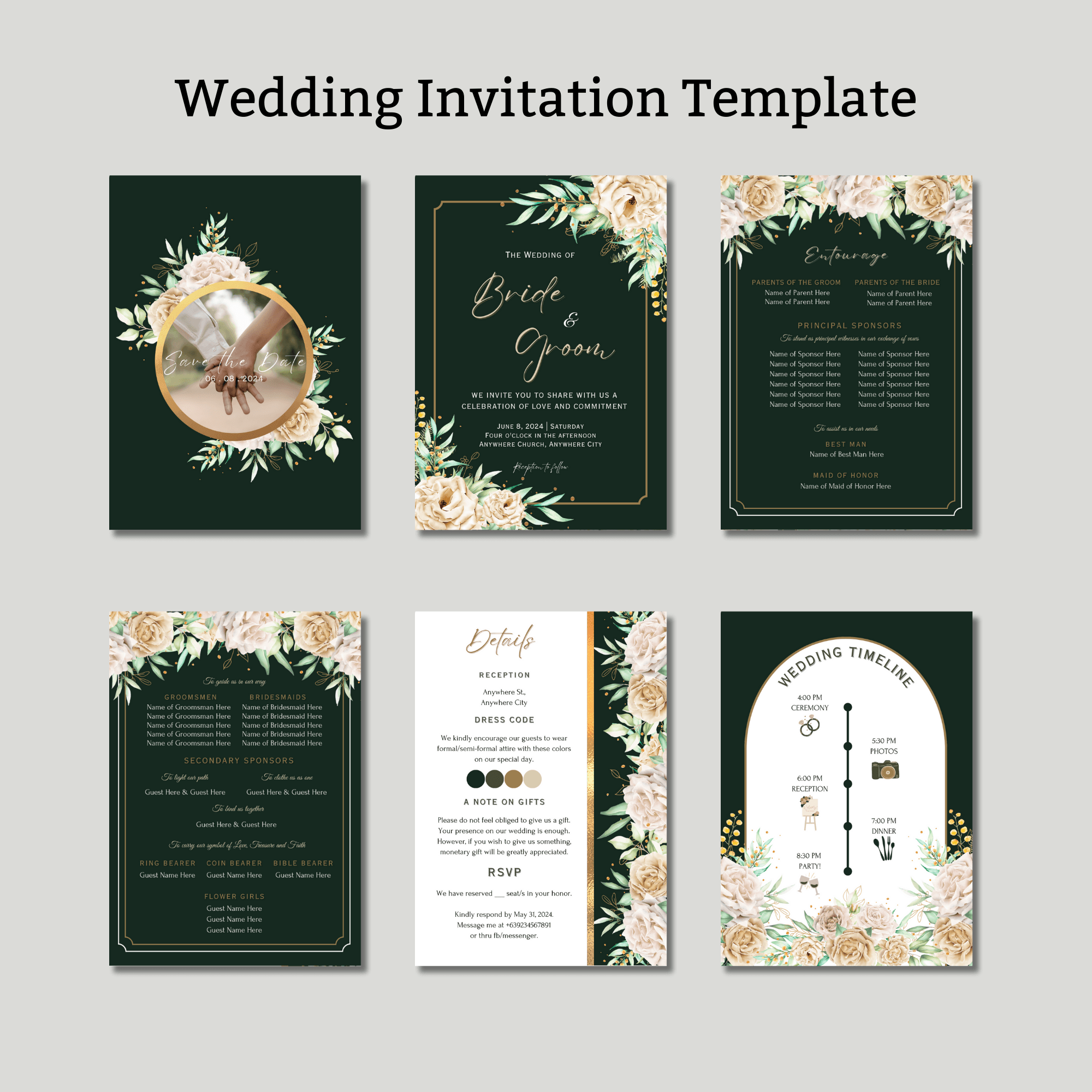 Emerald green wedding invitation template free | Honestweddingadvice.com