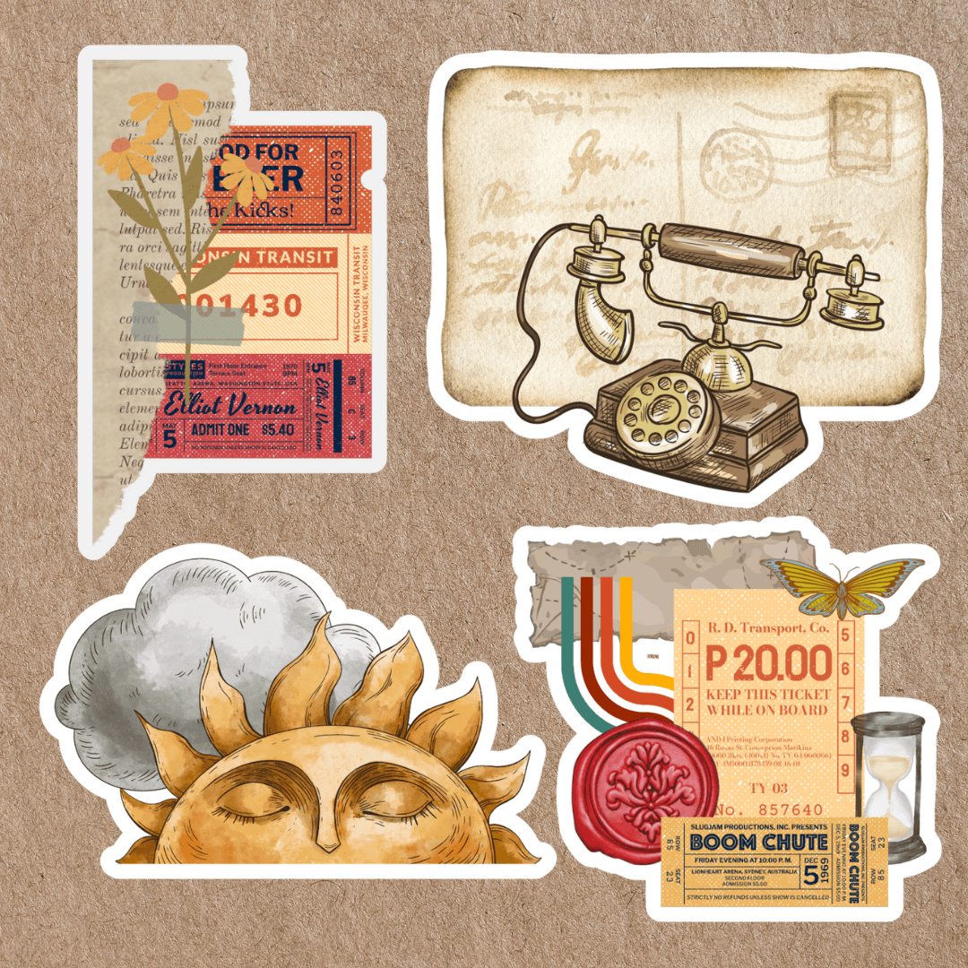 Vintage sticker pack | for journal or designs | printable by allydomingo -  raket.ph