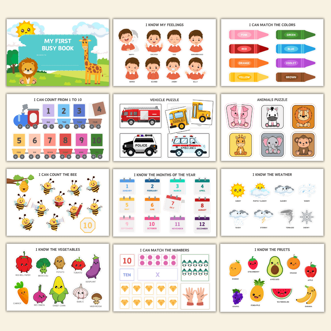 Printable Busy Book | Preschool Activities, Montessori Materials, Kids Quiet Book Digital by intelliprintsforkids - Raket.PH printable-busy-book-preschool-activities-montessori-materials-kids-quiet-book-digital-by-intelliprintsforkids-raket-ph