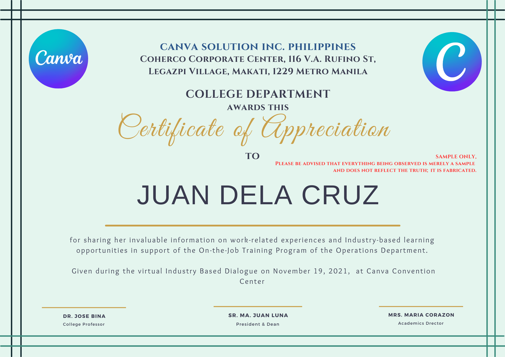 Certificate Of Excellence Tagalog Template
