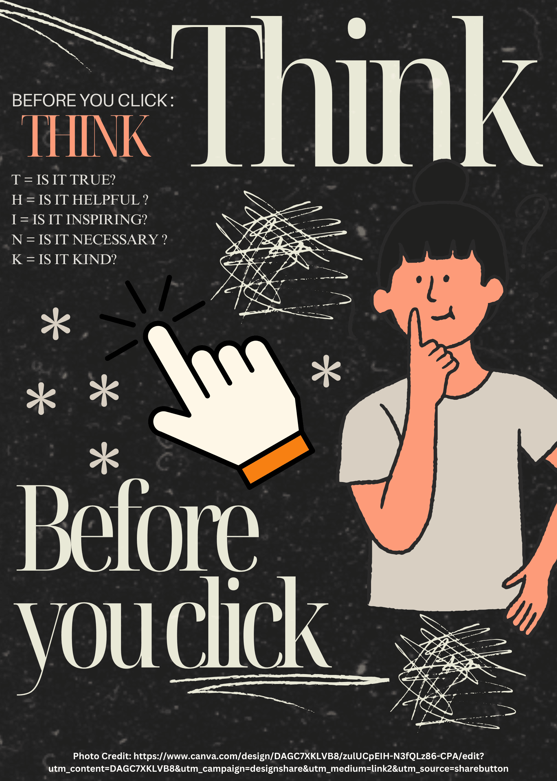 Think Before Question Think Before You Click Poster Ideas