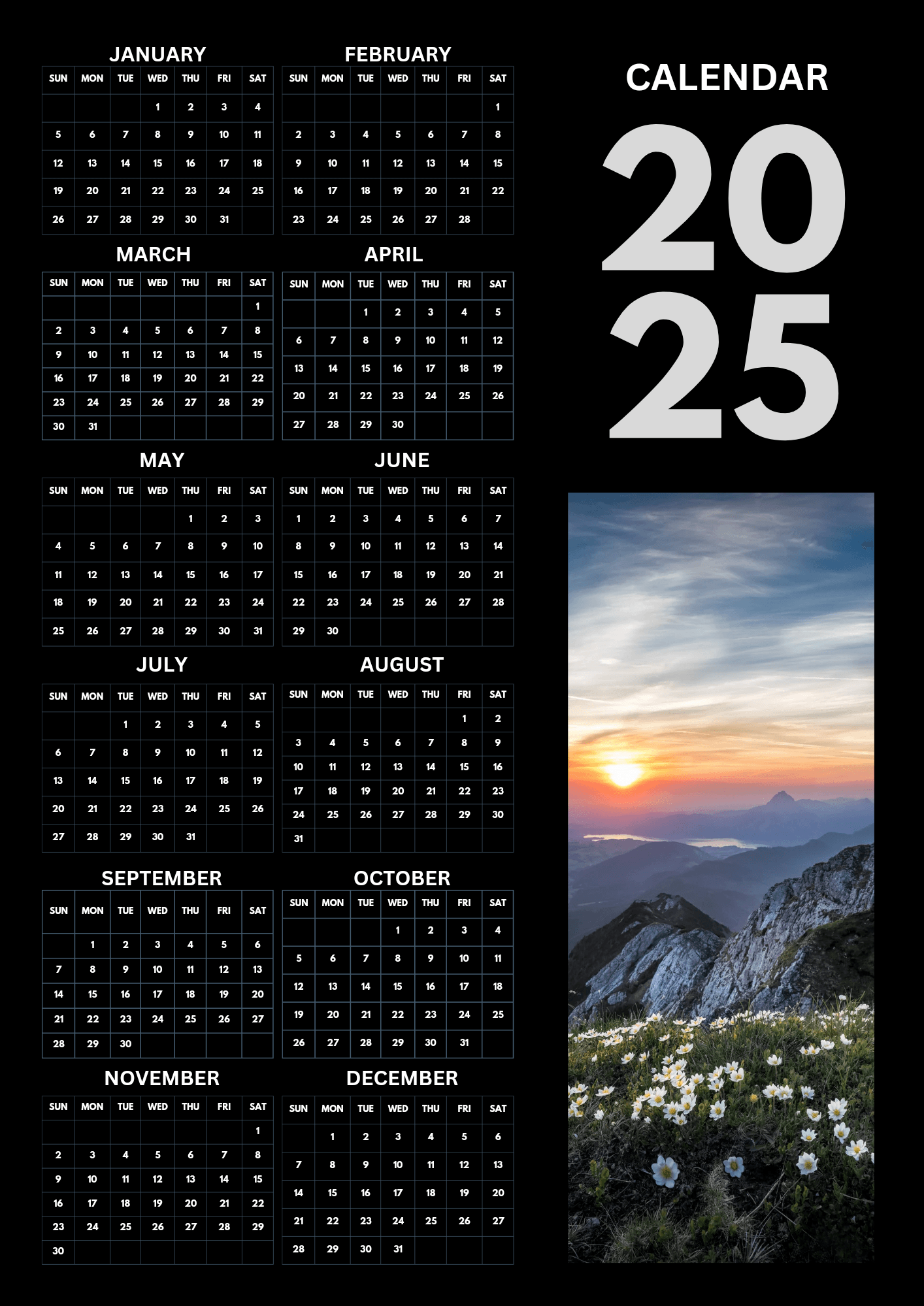 Black background calendar 2025 by jeanyoctavio181231 - raket.ph