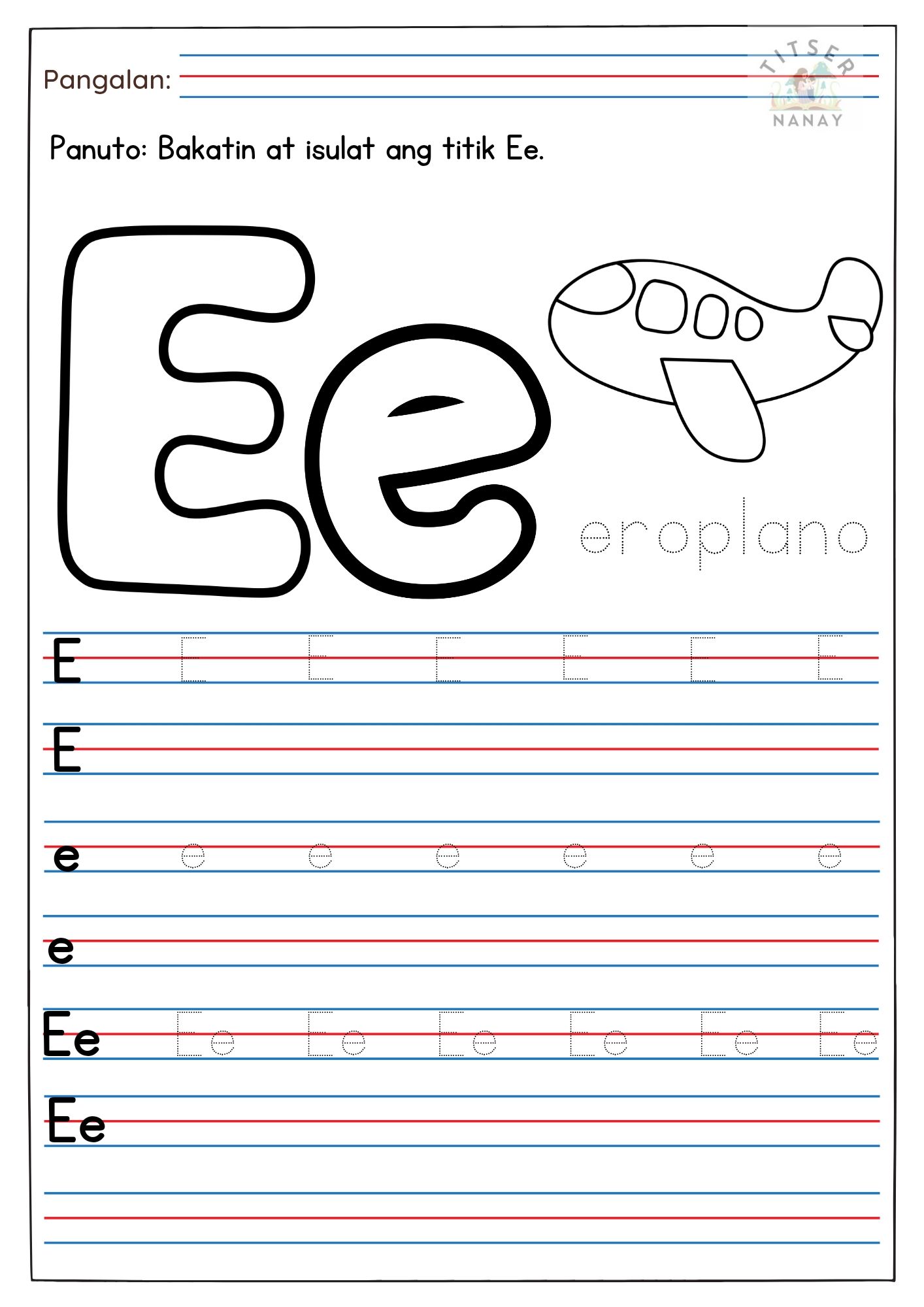 Letter E Worksheets For Kindergarten Tagalog