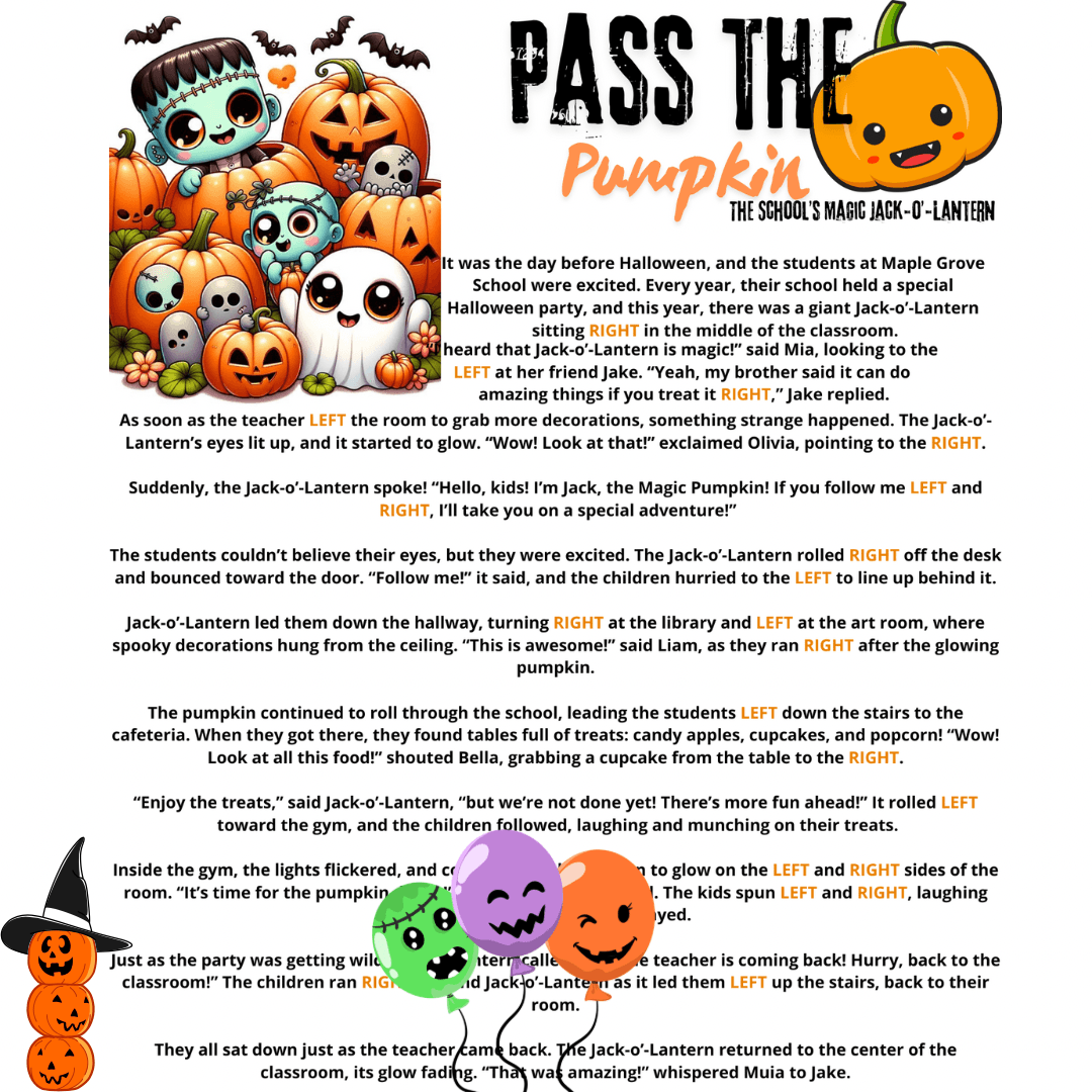 Pass the Pumpkin Halloween Game | Fun Printable for Spooky Parties | Left Right Game | HARRY POTTER by digi_future365 - Raket.PH for Pass The Pumpkin Game Free Printable