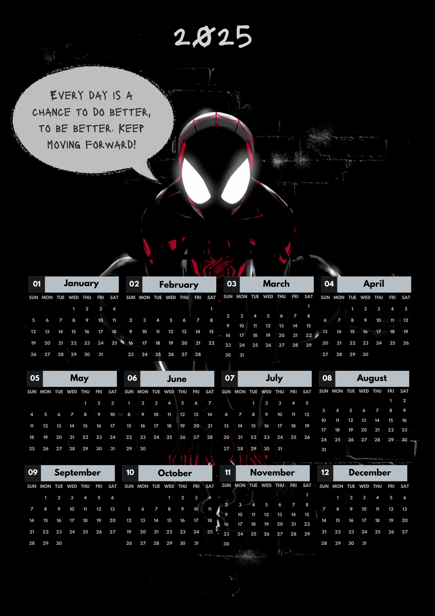 Miles Morales Spiderman Calendar 2025 (Printable) by trinibytecreations - Raket.PH miles-morales-spiderman-calendar-2025-printable-by-trinibytecreations-raket-ph