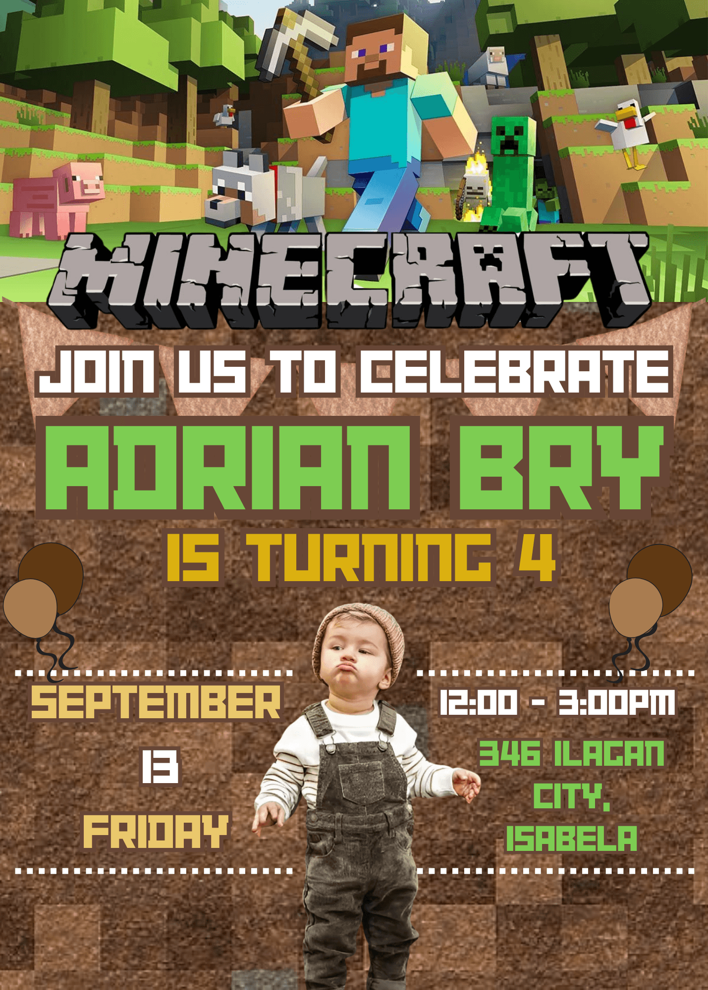 Minecraft Invite Code Example Free Minecraft Invitation Template Inspirational Editable Minecraft