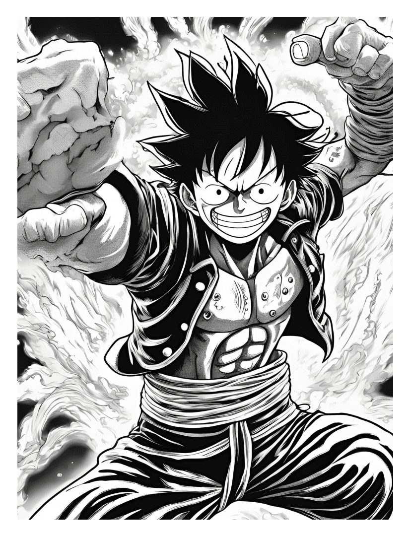 luffy one piece coloring page