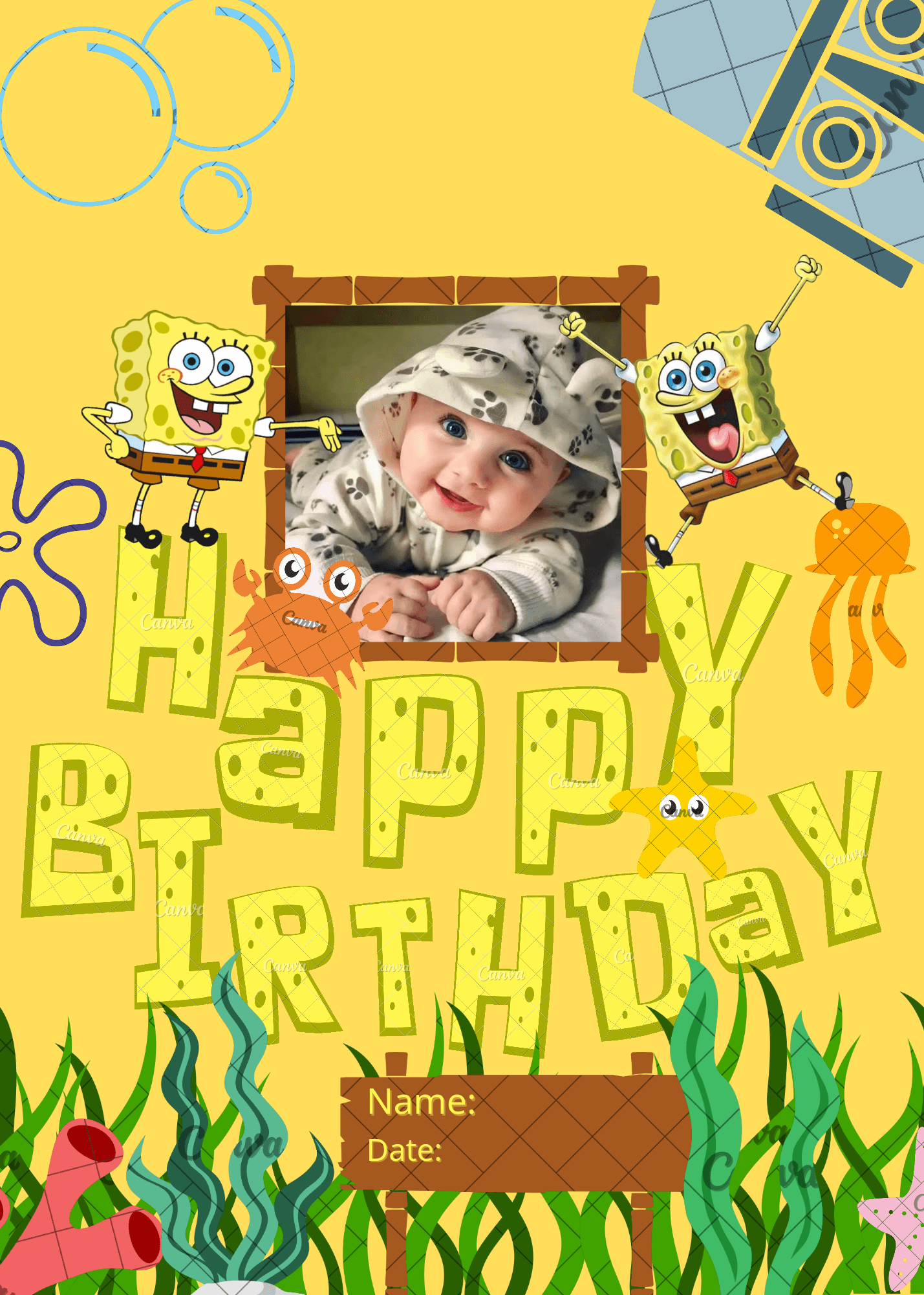 Spongebob Birthday Background SpongeBob PNG Kids Transparen Frame