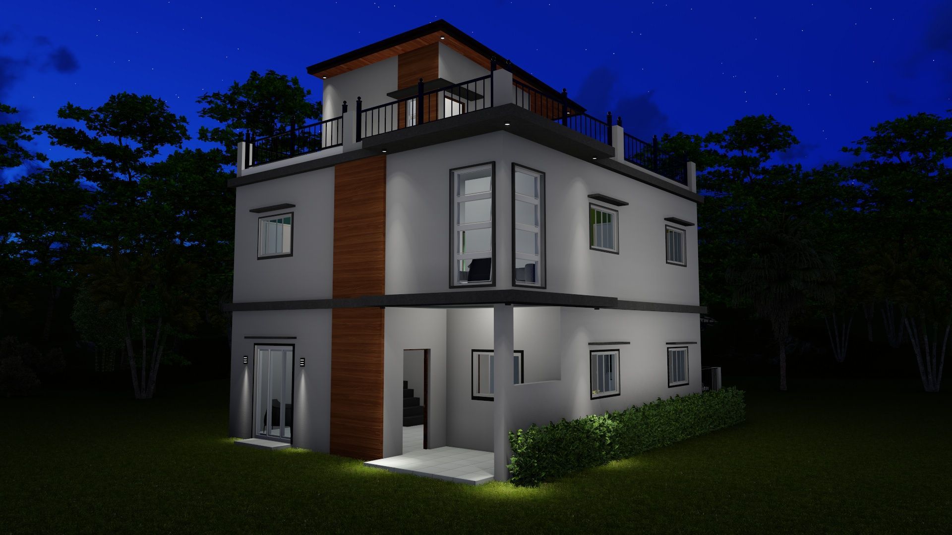 Deck 2nd Roof Designs FOUR BEDROOM MODERN HOME PLAN WITH ROOF DECK