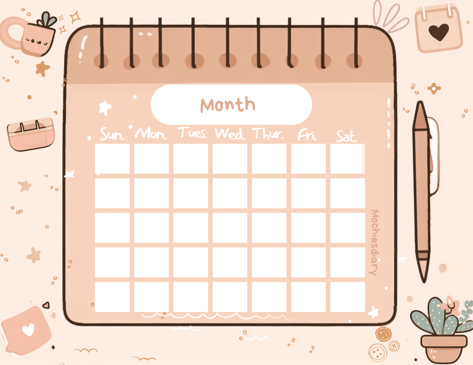 printable-calendar-brown-aesthetic-cute-digital-calendar-instant-download-by-mochiesdiary-raket-ph