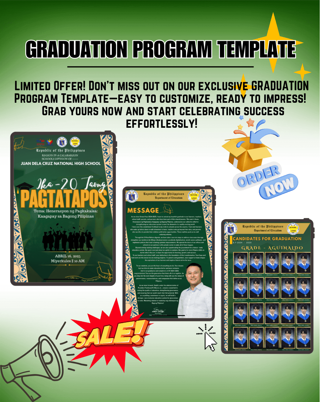 Editable Graduation Ceremony Program Template Any Grade Printable