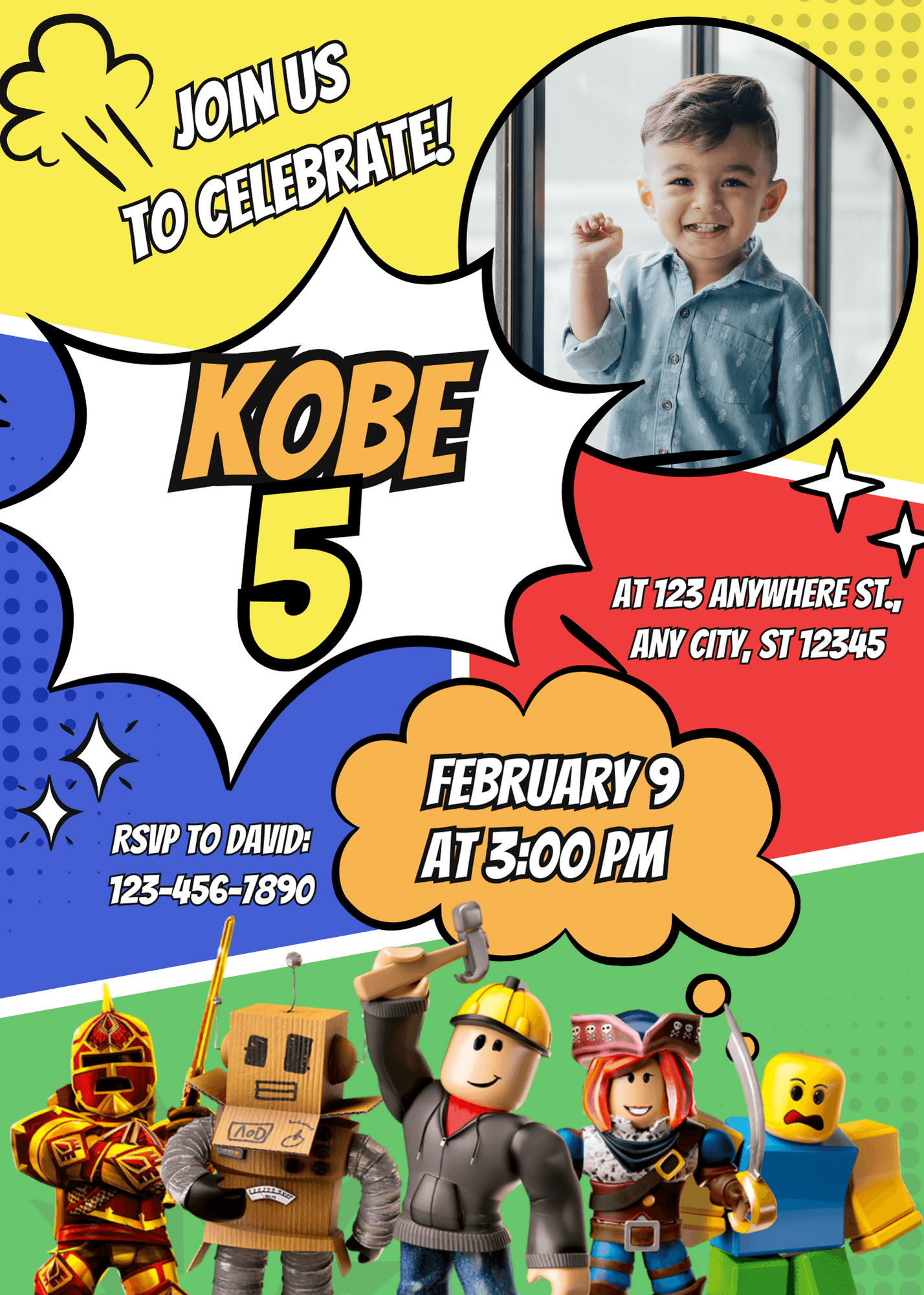 Roblox Birthday Party Invitation